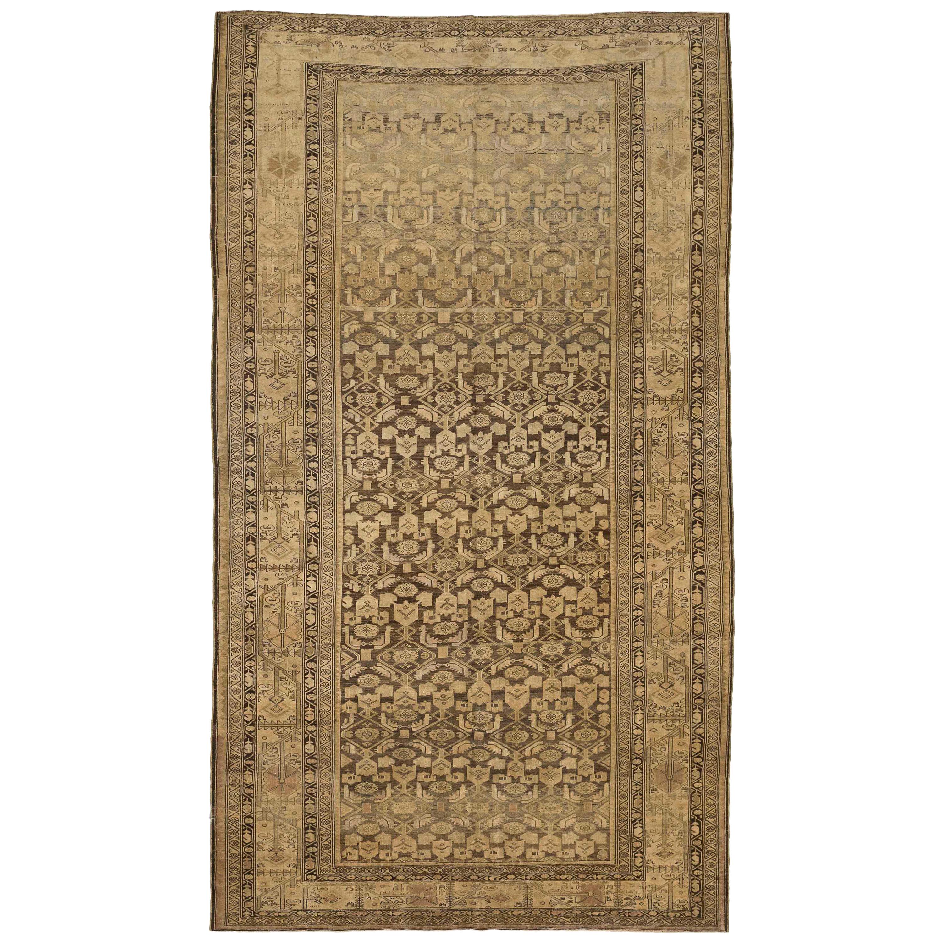 Persian Rug Malayer Style with Beige & Brown Design Patterns, circa 1930s For Sale