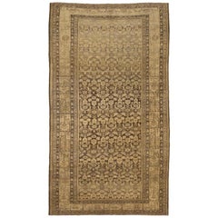 Persian Rug Malayer Style with Beige & Brown Design Patterns, circa 1930s
