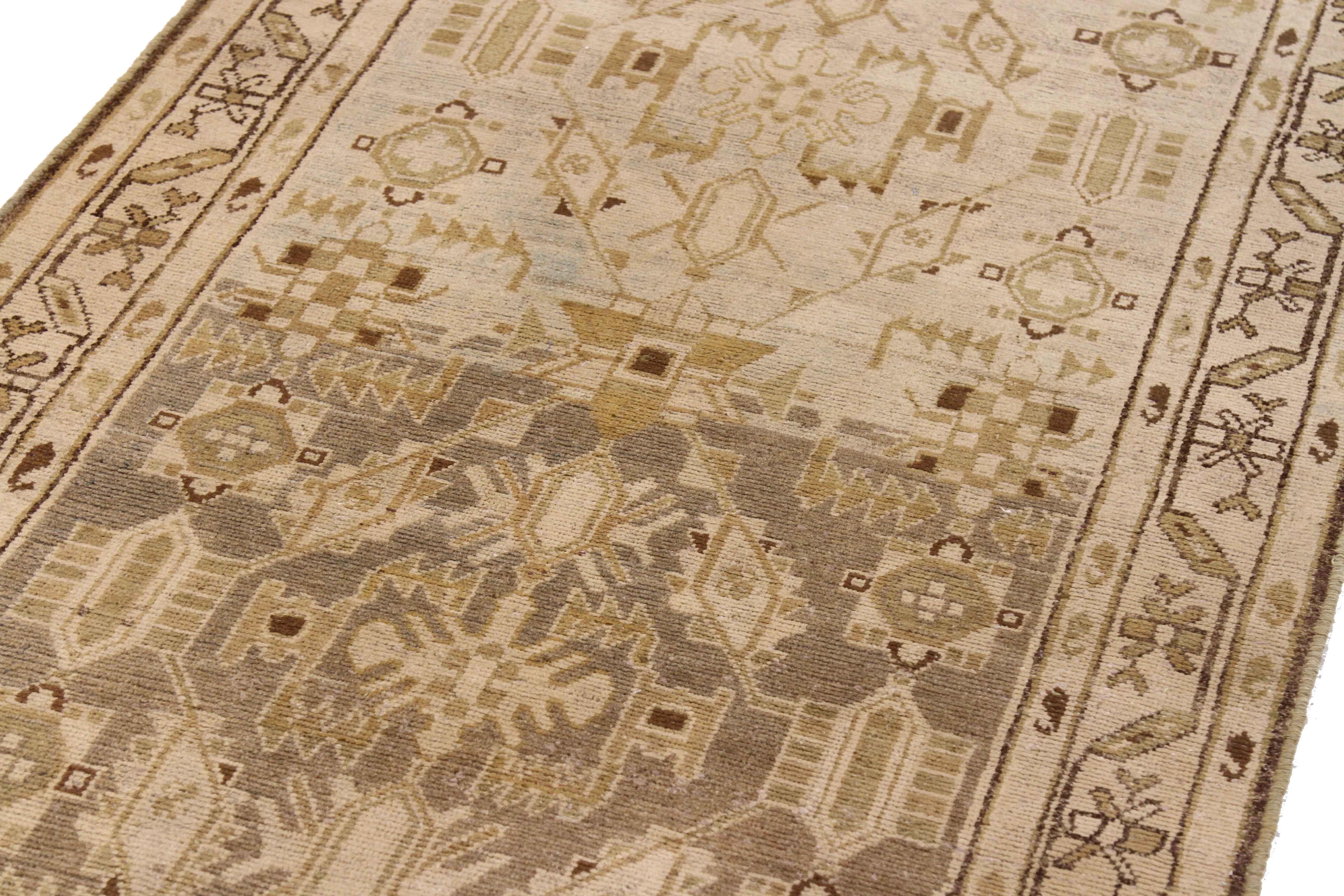 Hand-Knotted Antique Persian Rug Malayer Style with Delightful Scarab Details, circa 1940s For Sale