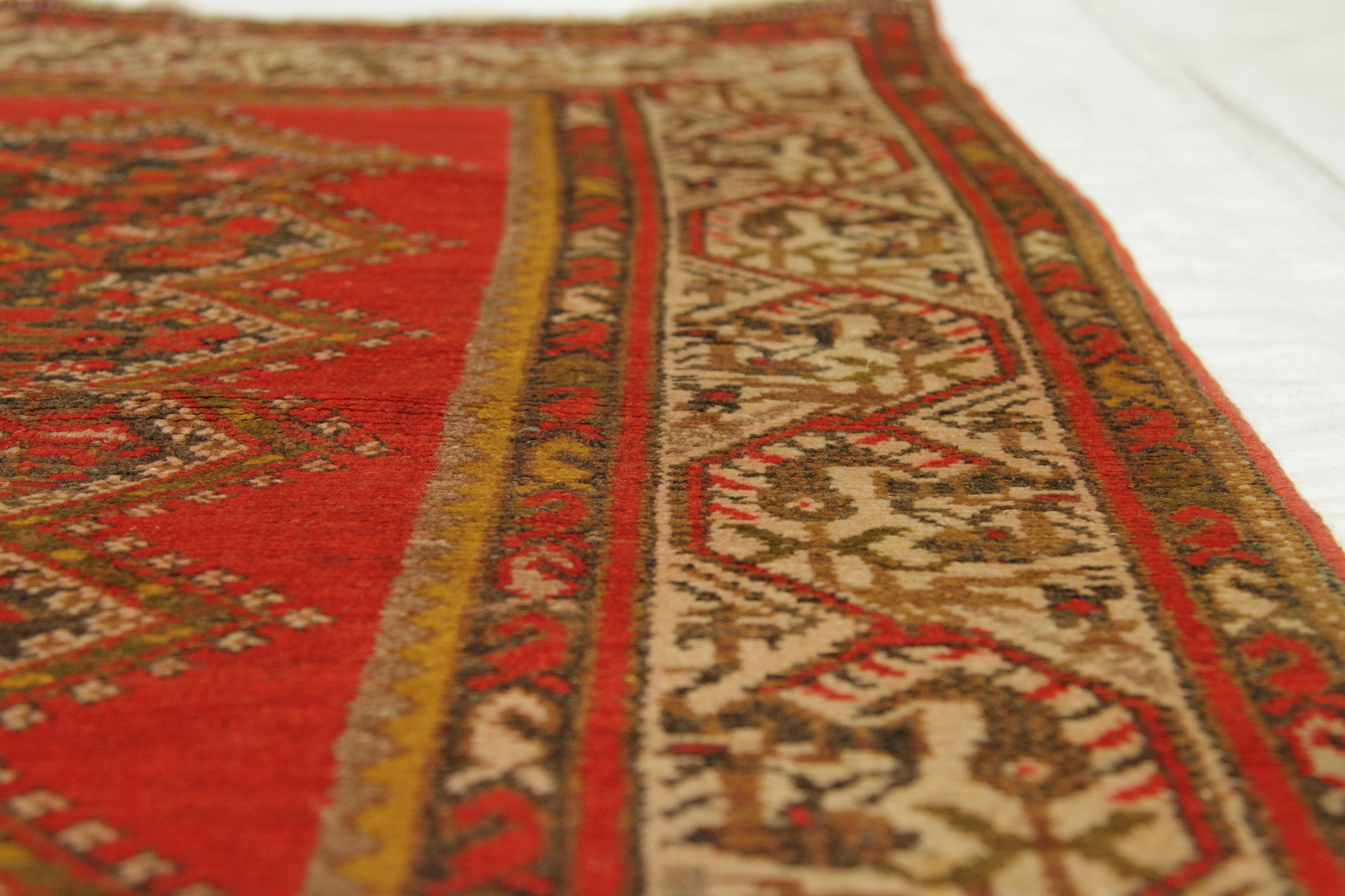 Wool Antique Persian Rug Malayer Style with Enchanting Geometric Details, circa 1930s For Sale