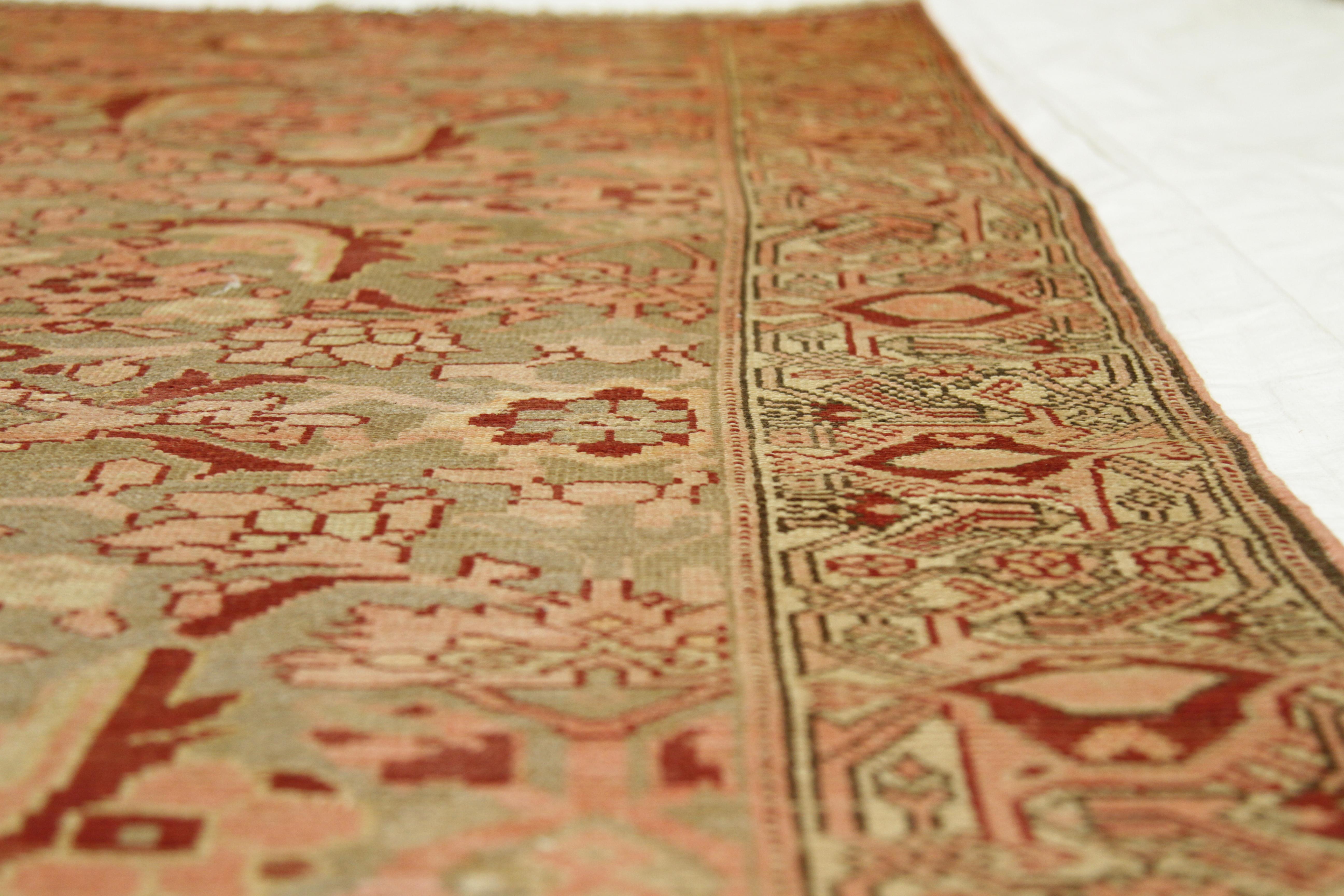 Early 20th Century Antique Persian Rug Malayer Style with Fiery Floral Patterns, circa 1920s For Sale