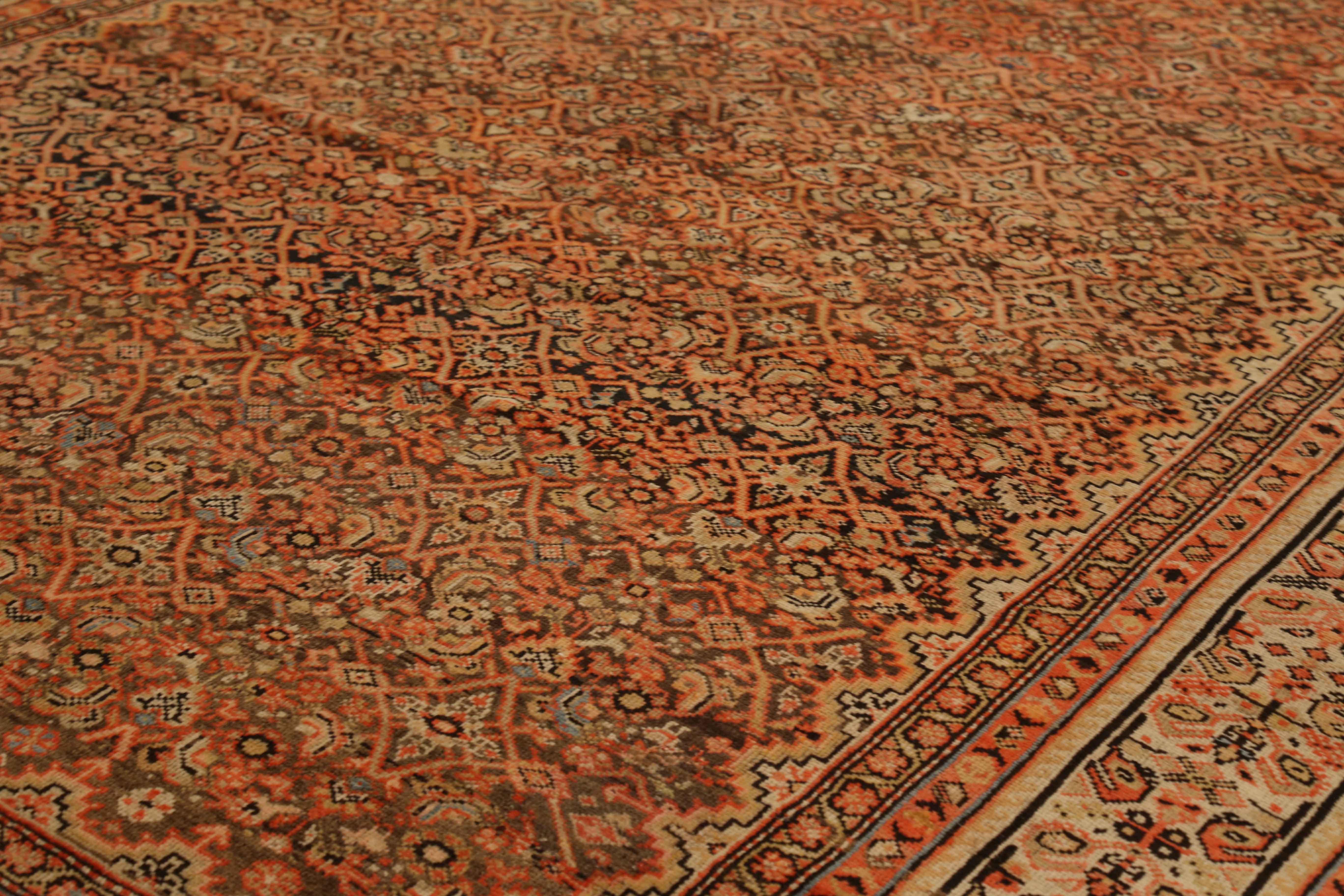 Other Antique Persian Rug Malayer Style with Ornate Stars & Flowers Pattern circa 1930 For Sale