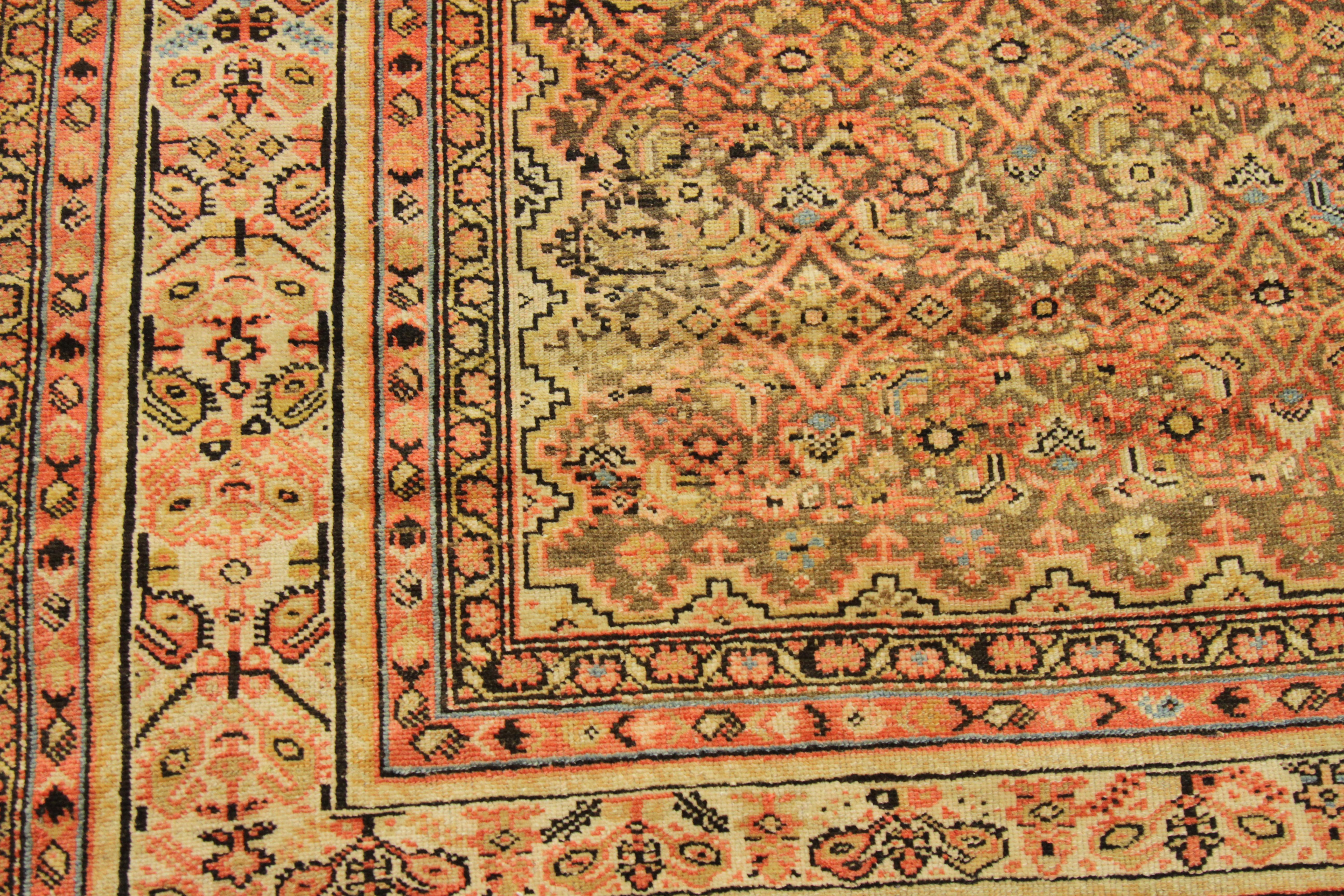 Antique Persian Rug Malayer Style with Ornate Stars & Flowers Pattern circa 1930 For Sale 1