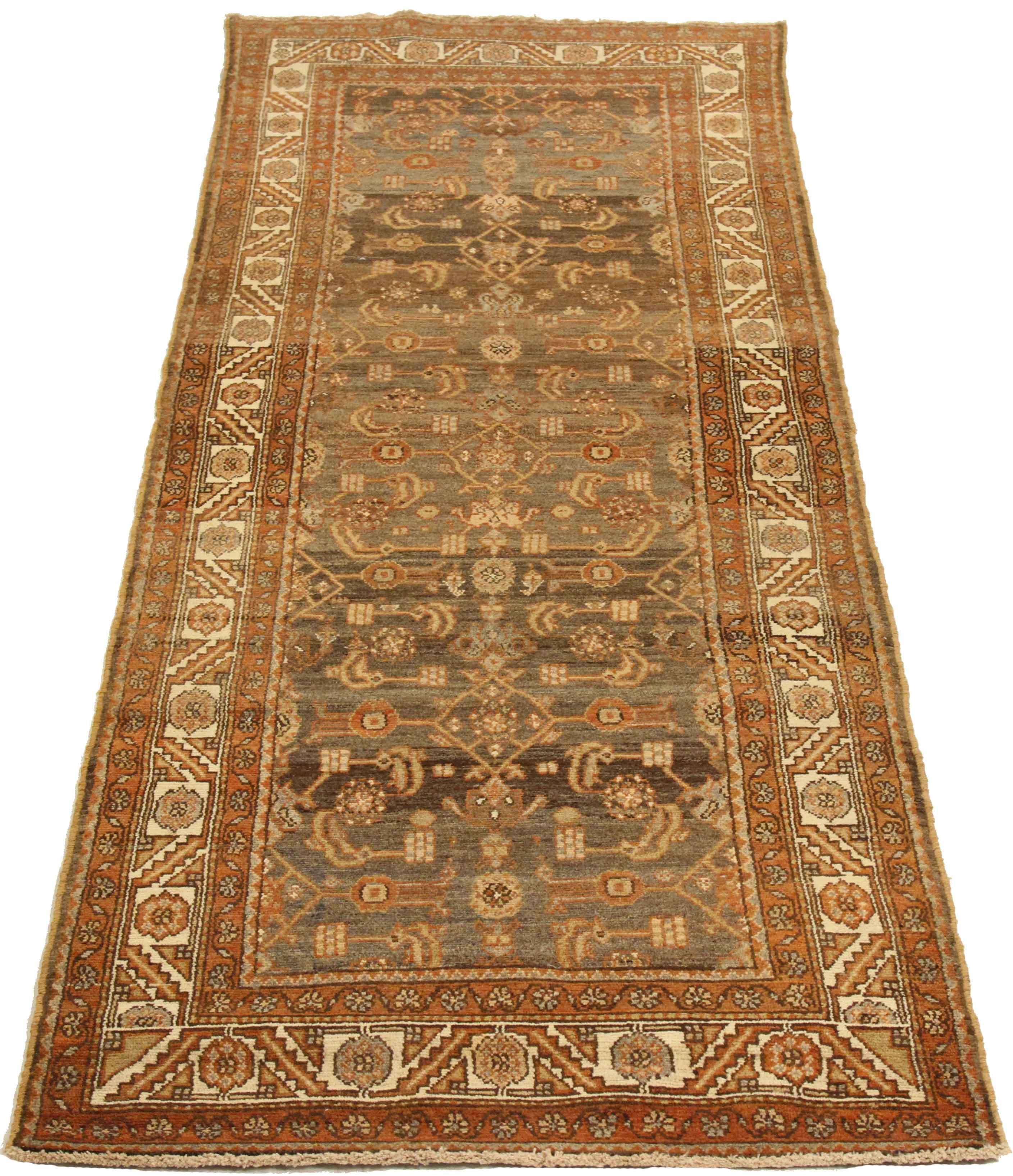Hand-Knotted Antique Persian Rug Malayer Style with Tribal Patterns, circa 1930s For Sale