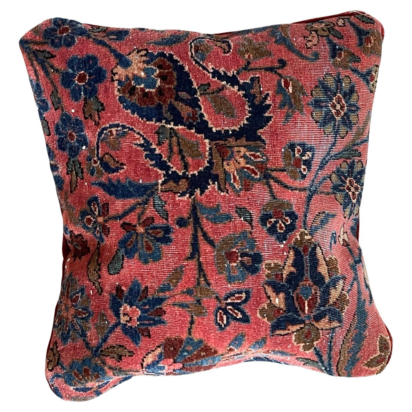 Antique Persian Rug Pillow For Sale