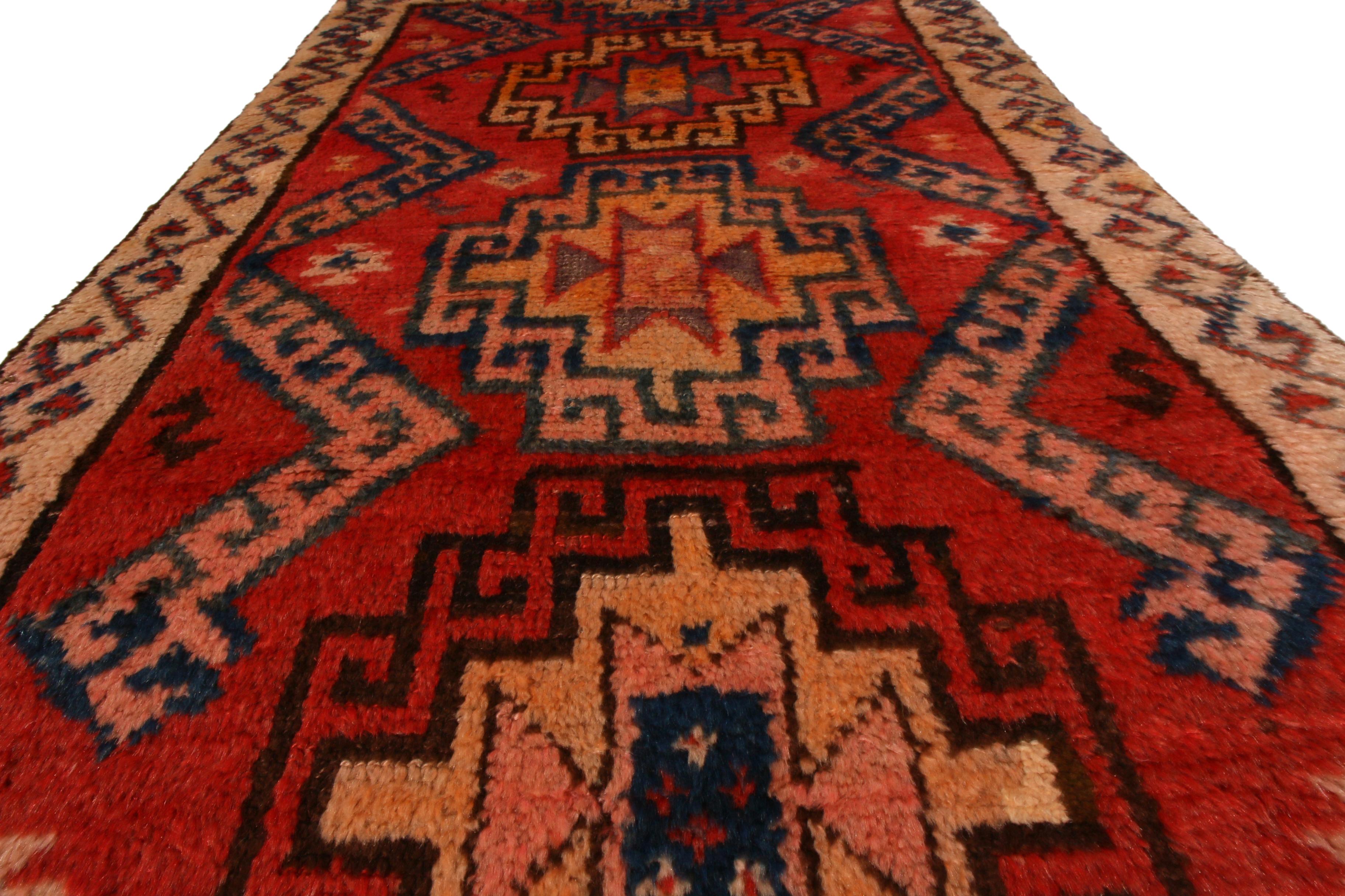 Hand-Knotted Antique Persian Rug Red Beige Brown Gabbeh Tribal Pattern by Rug & Kilim For Sale