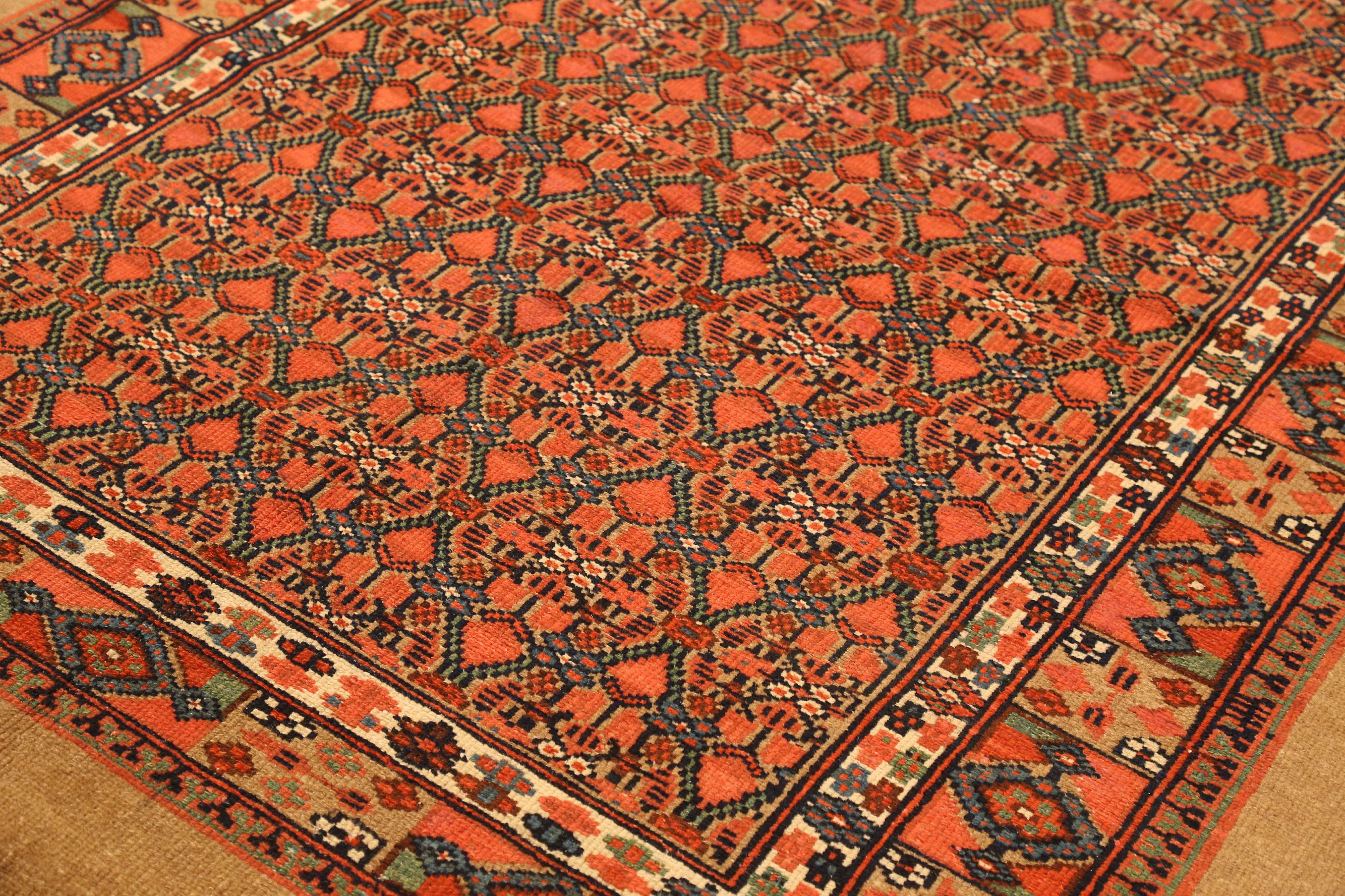 Hand-Knotted Antique Persian Rug Sarab Design Made of Fine Camel Hair, circa 1920s For Sale