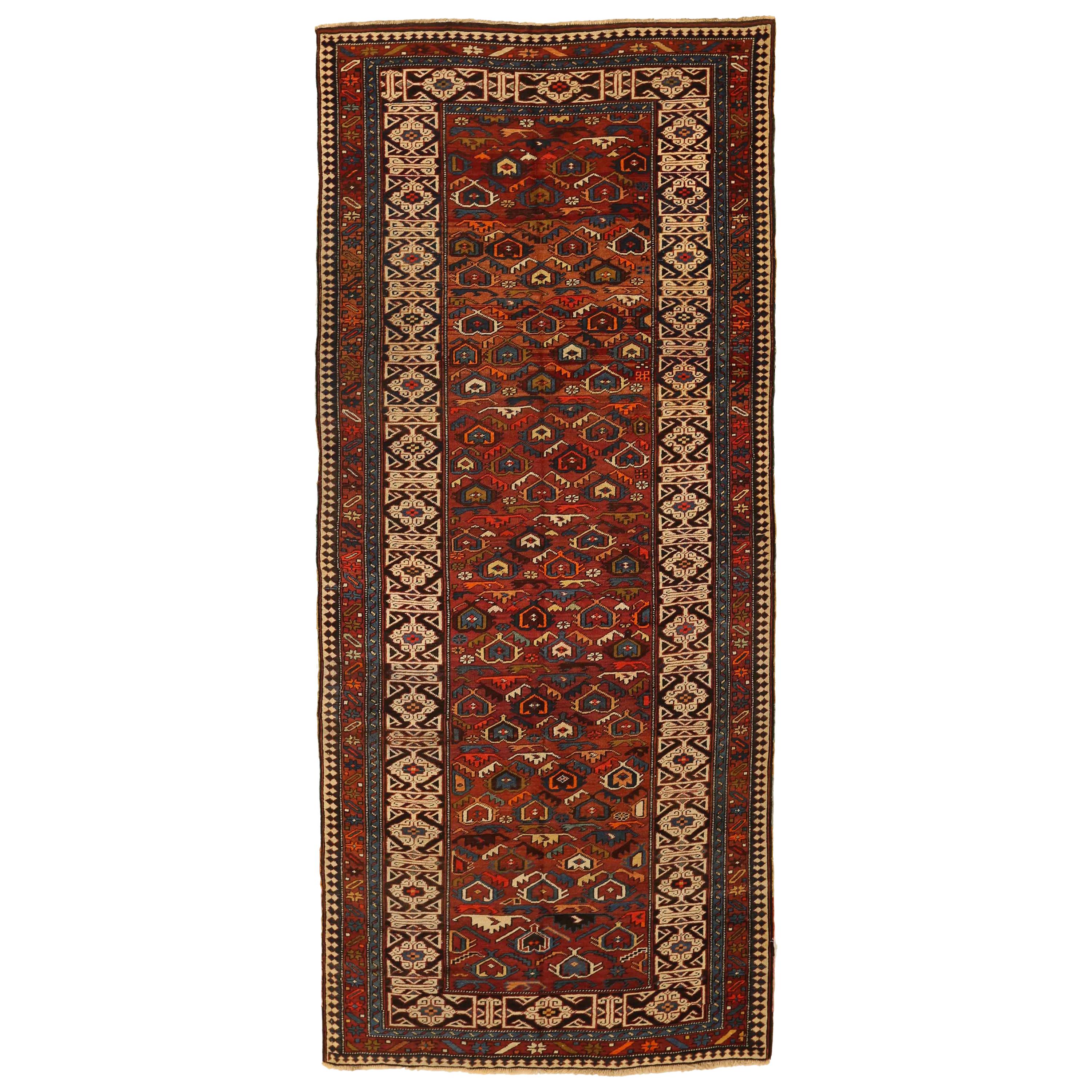 Antique Persian Rug Shirvan Design with Dainty Heart-Shaped Patterns, circa 1930 For Sale