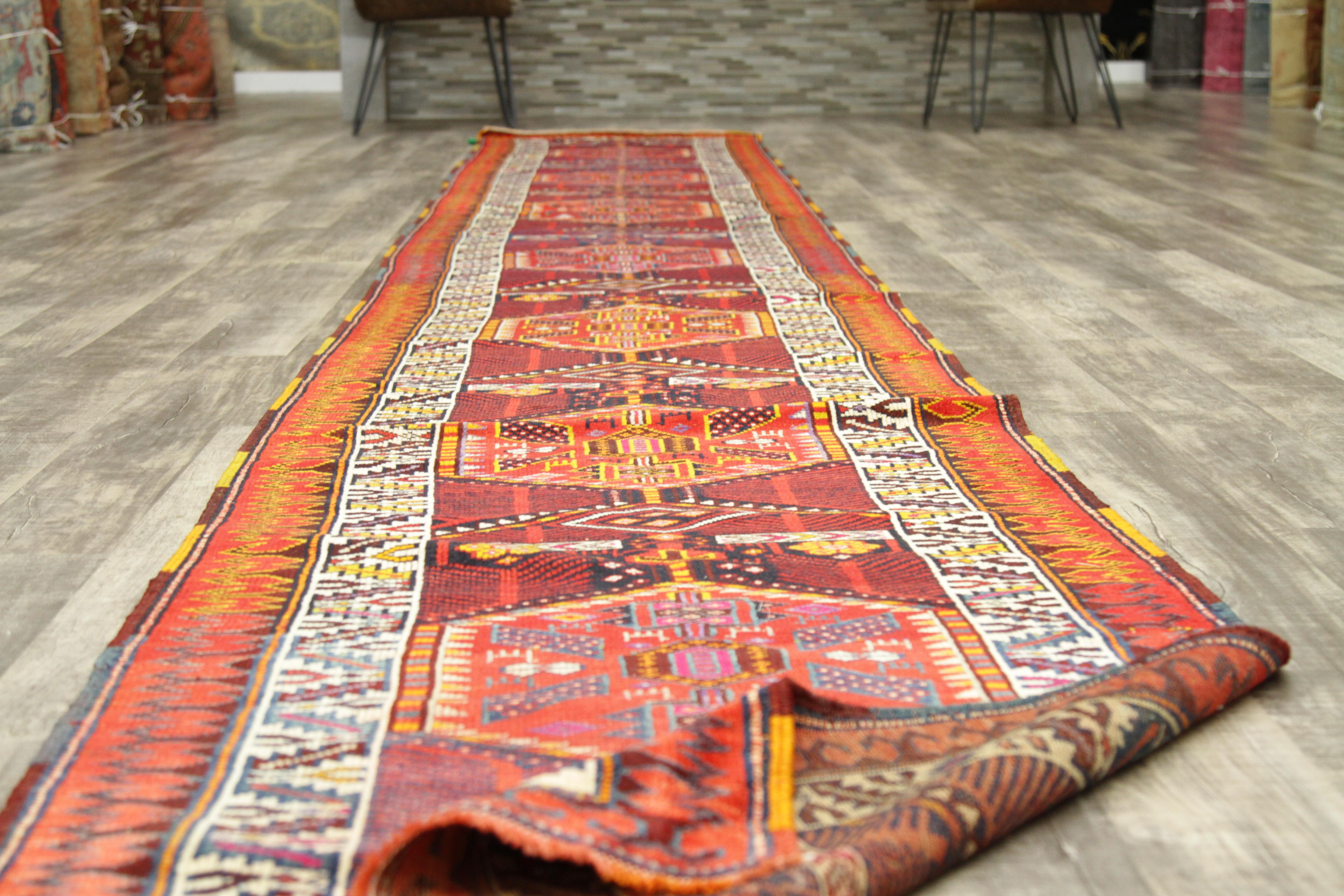 Antique Persian Rug with Tribal Design and Extraordinary Length, circa 1900s For Sale 5