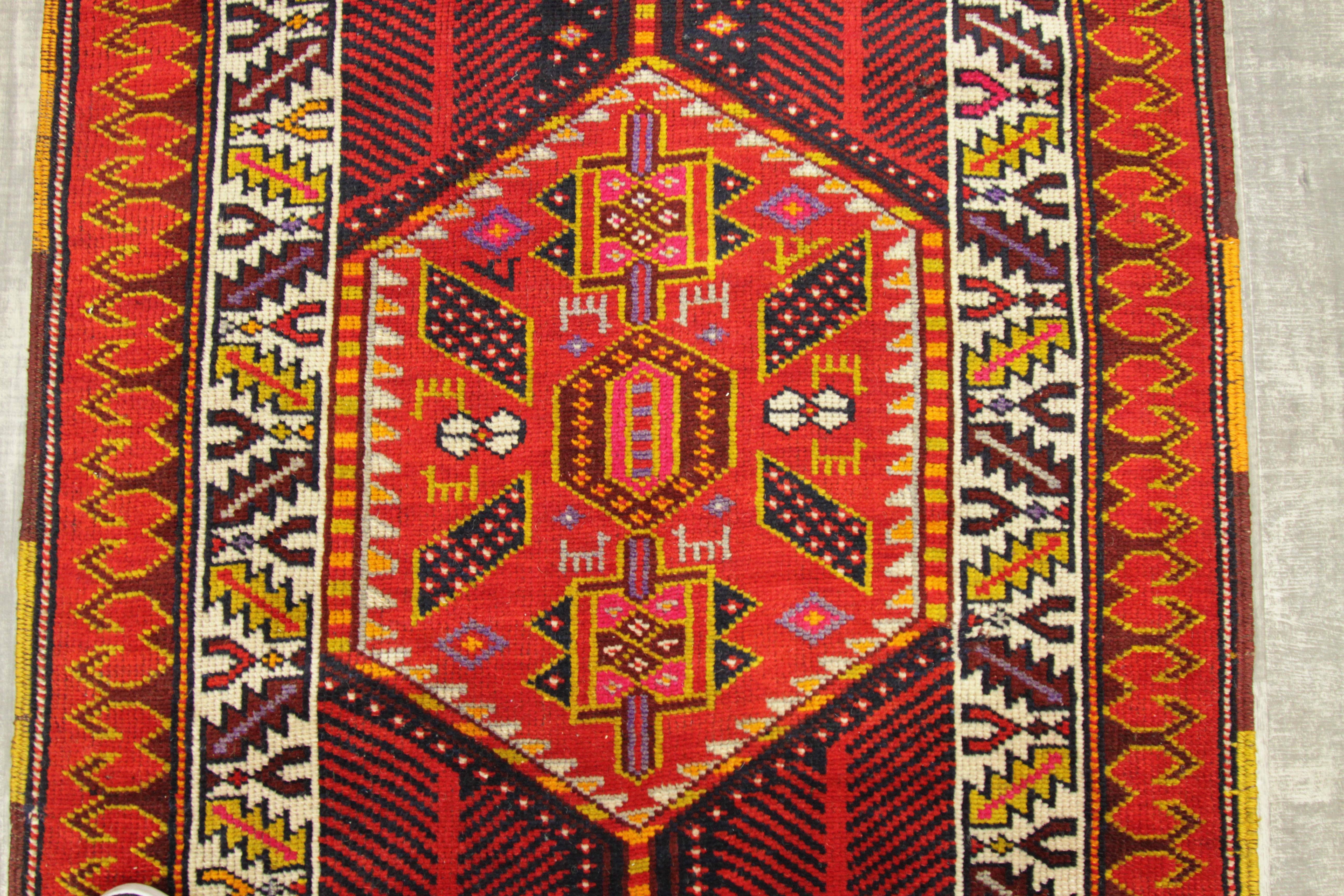 Antique Persian Rug with Tribal Design and Extraordinary Length, circa 1900s For Sale 9