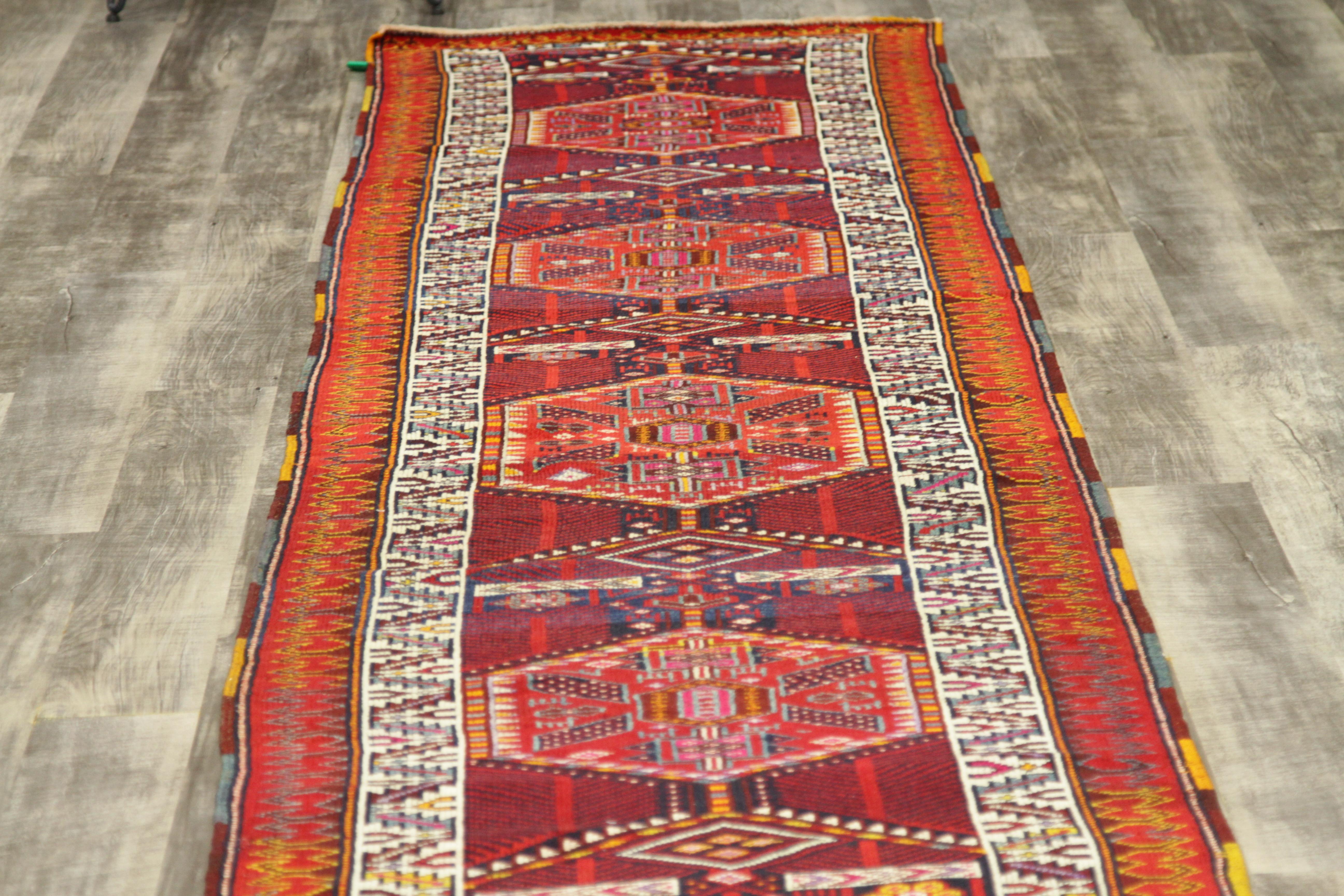 Antique Persian Rug with Tribal Design and Extraordinary Length, circa 1900s For Sale 11
