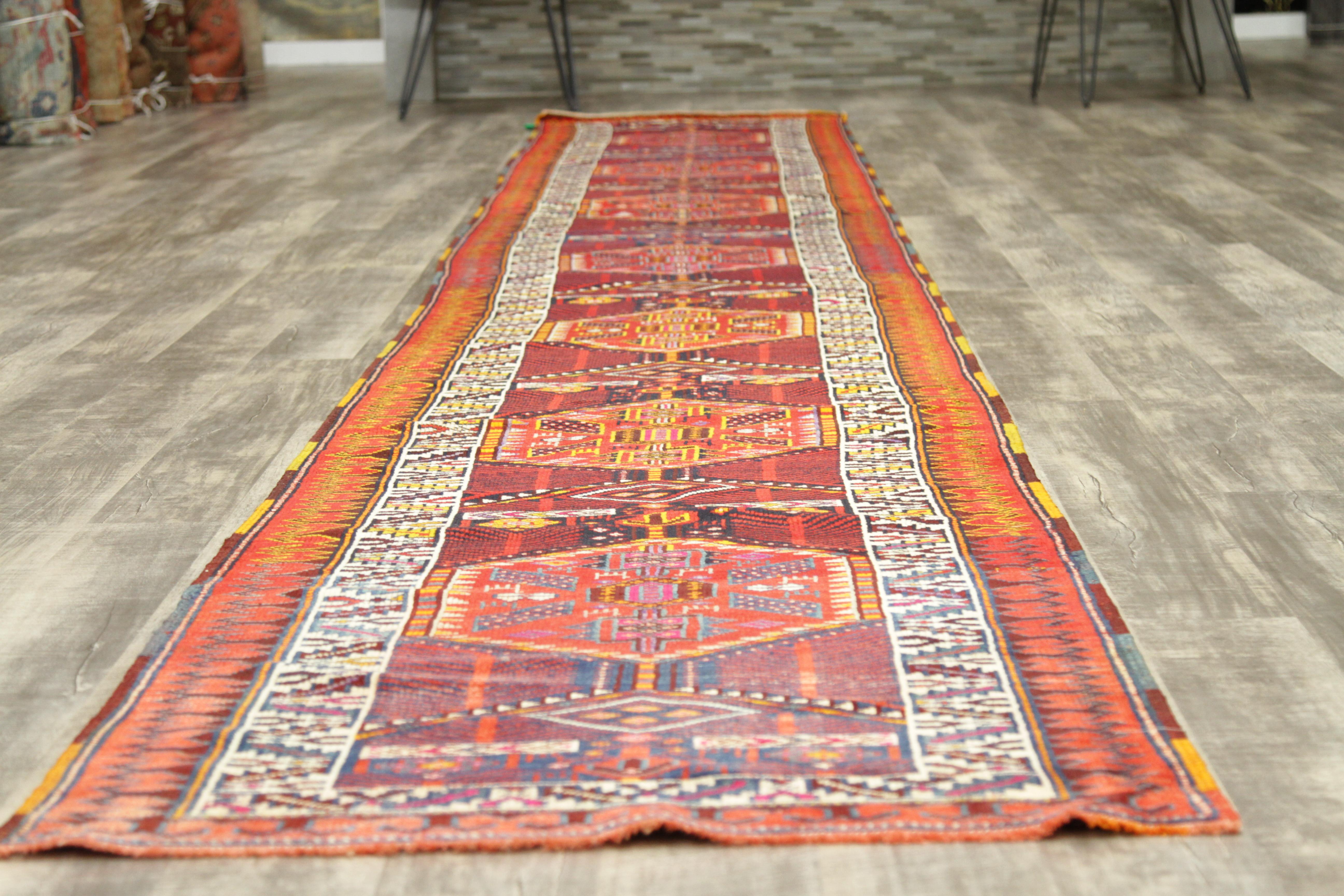 Antique Persian Rug with Tribal Design and Extraordinary Length, circa 1900s For Sale 12