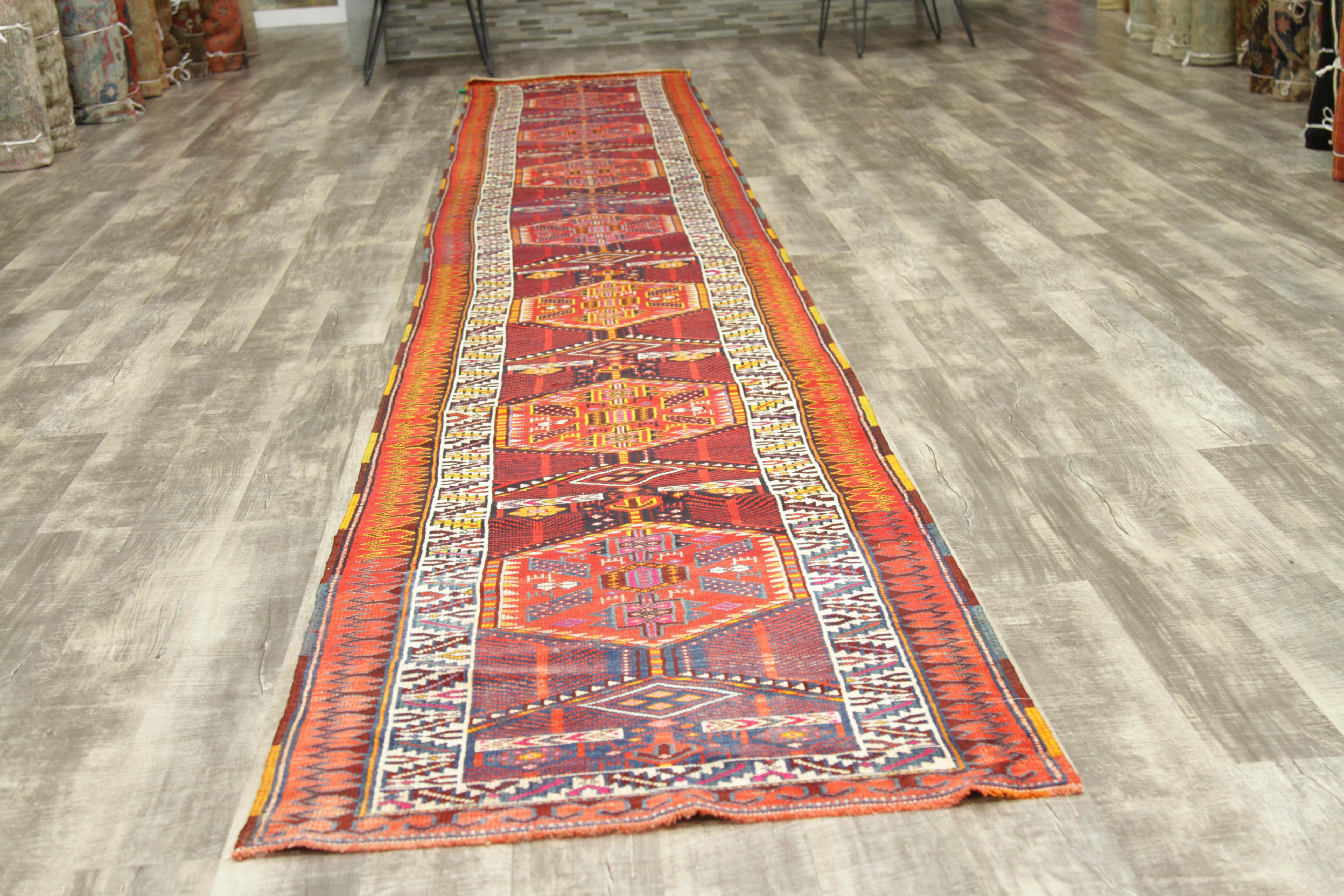 Antique Persian Rug with Tribal Design and Extraordinary Length, circa 1900s For Sale 13