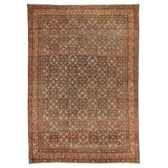  Antique Persian Rug Yazd Design with Red and Pink Medallion Field, circa 1910s