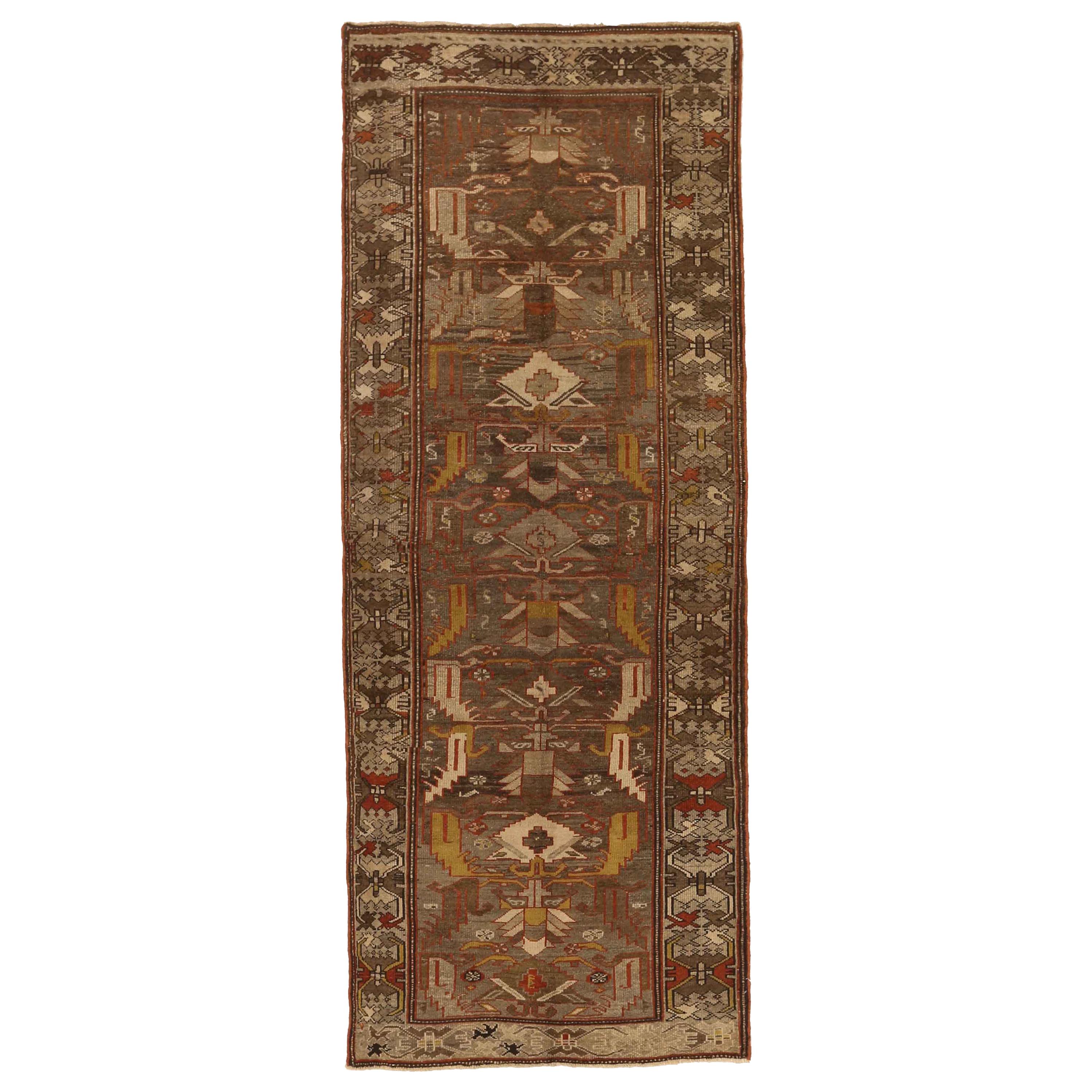 Antique Persian Rug Zanjan Design with Striking Tribal Patterns, circa 1950s For Sale