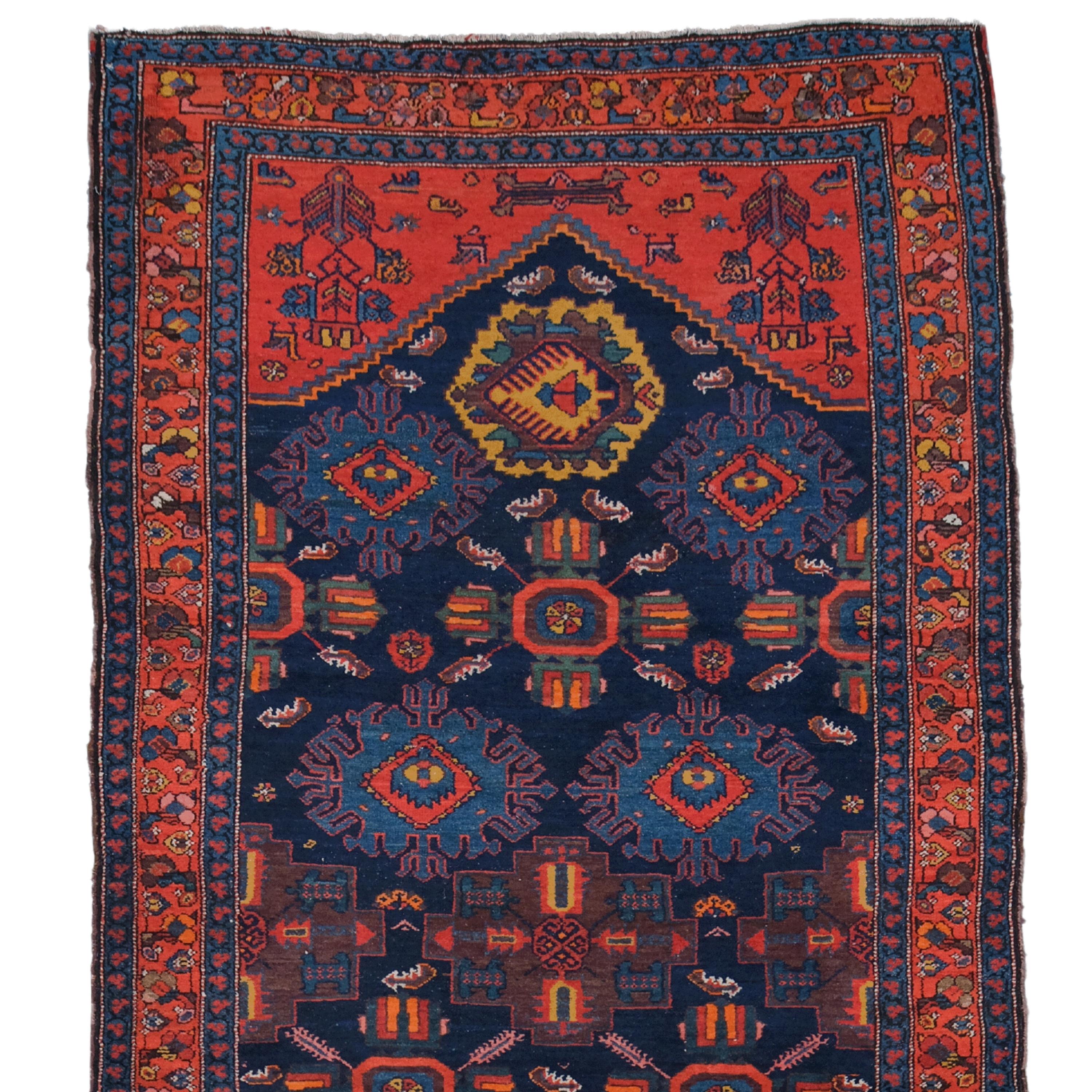 This magnificent runner will take you back in time. Each stitch tells the story of skilled craftsmen who meticulously crafted every detail, creating a rich tapestry of history and art. Vibrant shades of red and blue are as alive today as they were