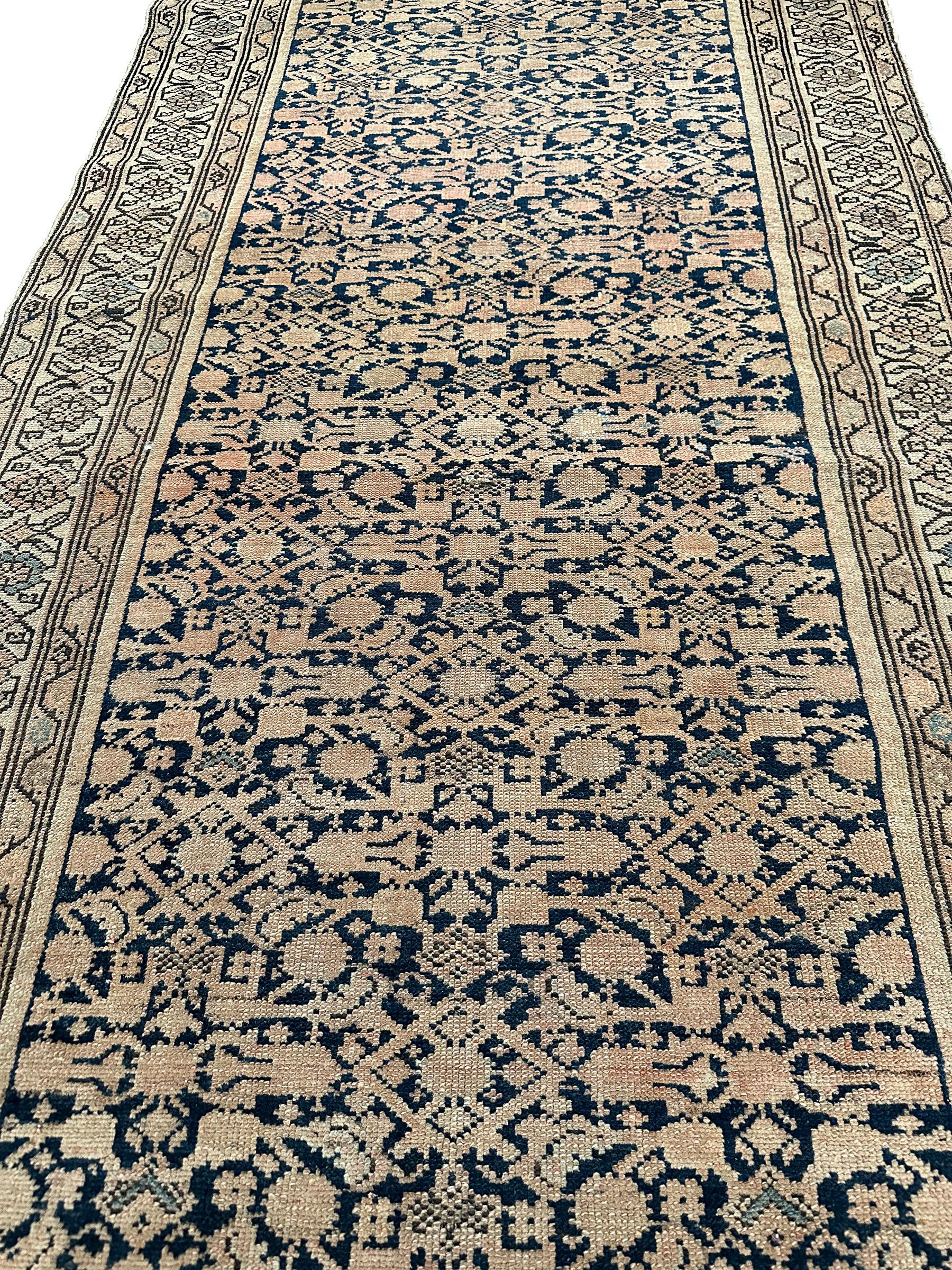 Late 19th Century Antique Persian Runner Antique Persian Malayer Runner 1890 4x10ft  For Sale