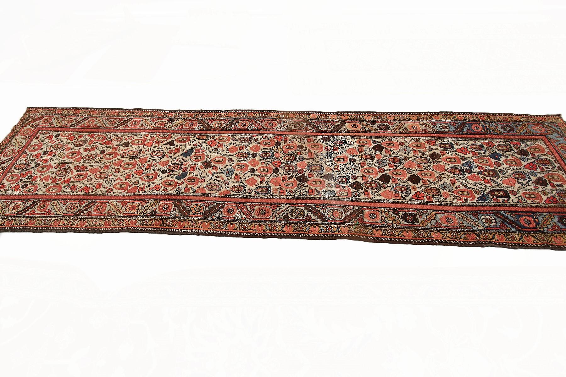 Wool Antique Persian Runner Antique Persian Senneh Persian Rug Handmade Runner For Sale