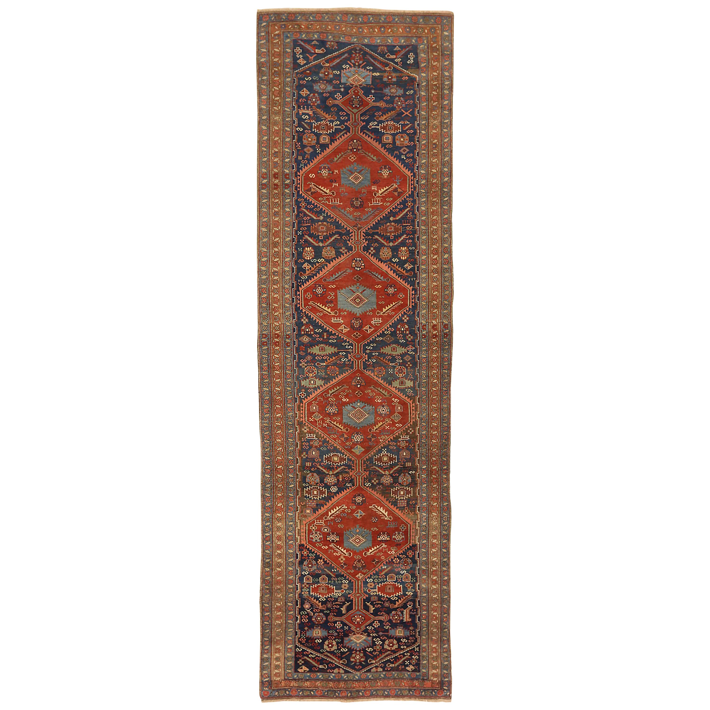 Antique Persian Runner Rug Art Deco Design For Sale