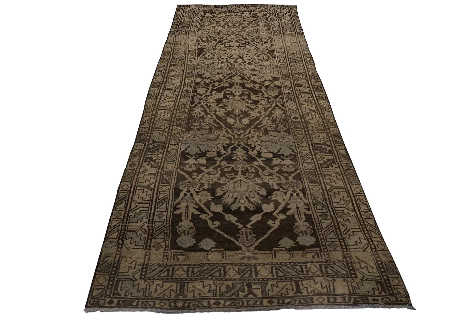 Hand-Woven Antique Persian Runner Rug - Azarbaijan Design For Sale