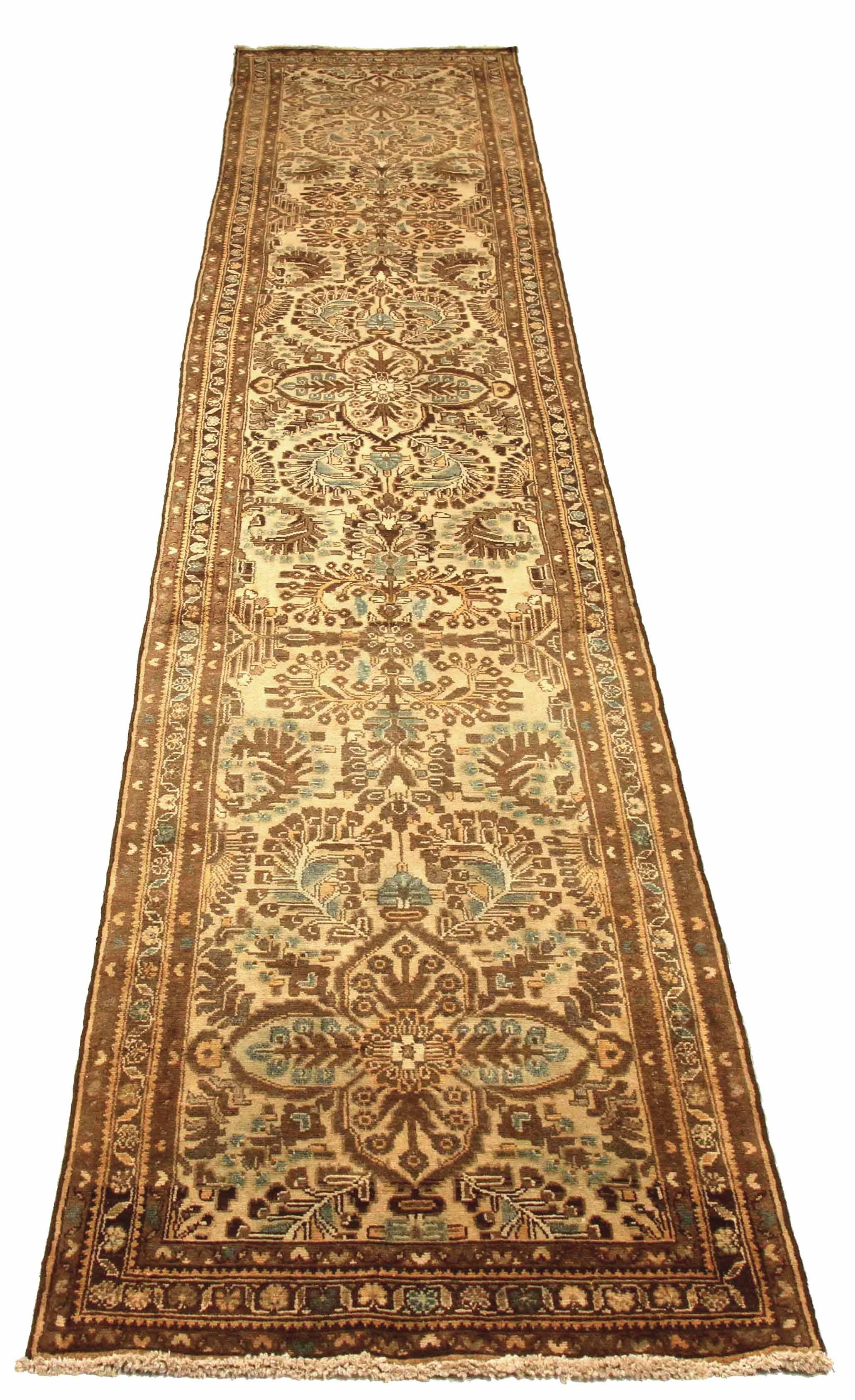 Antique Persian runner rug handwoven from the finest sheep’s wool. It’s colored with all-natural vegetable dyes that are safe for humans and pets. It’s a traditional Azarbaijan design handwoven by expert artisans. It’s a lovely runner rug that can