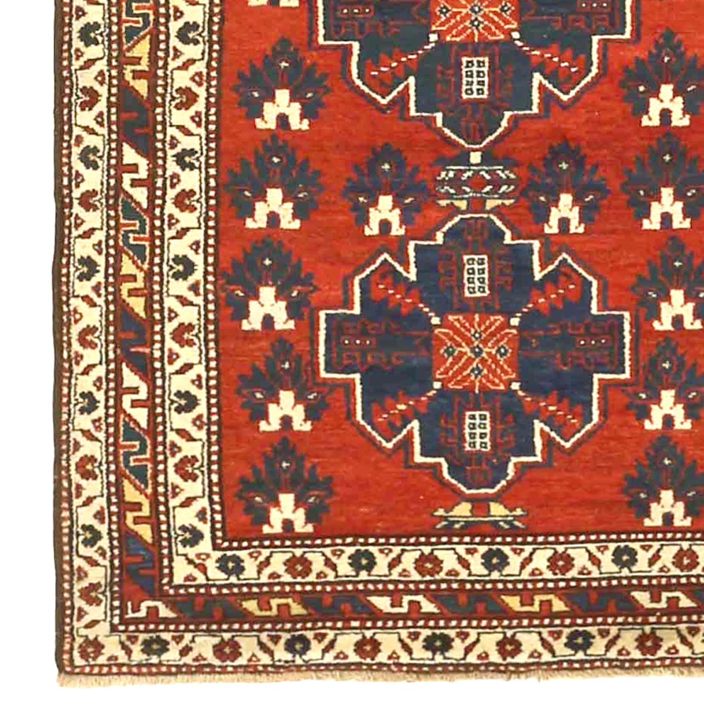 Hand-Woven Antique Persian Runner Rug Bakhtiar Design For Sale