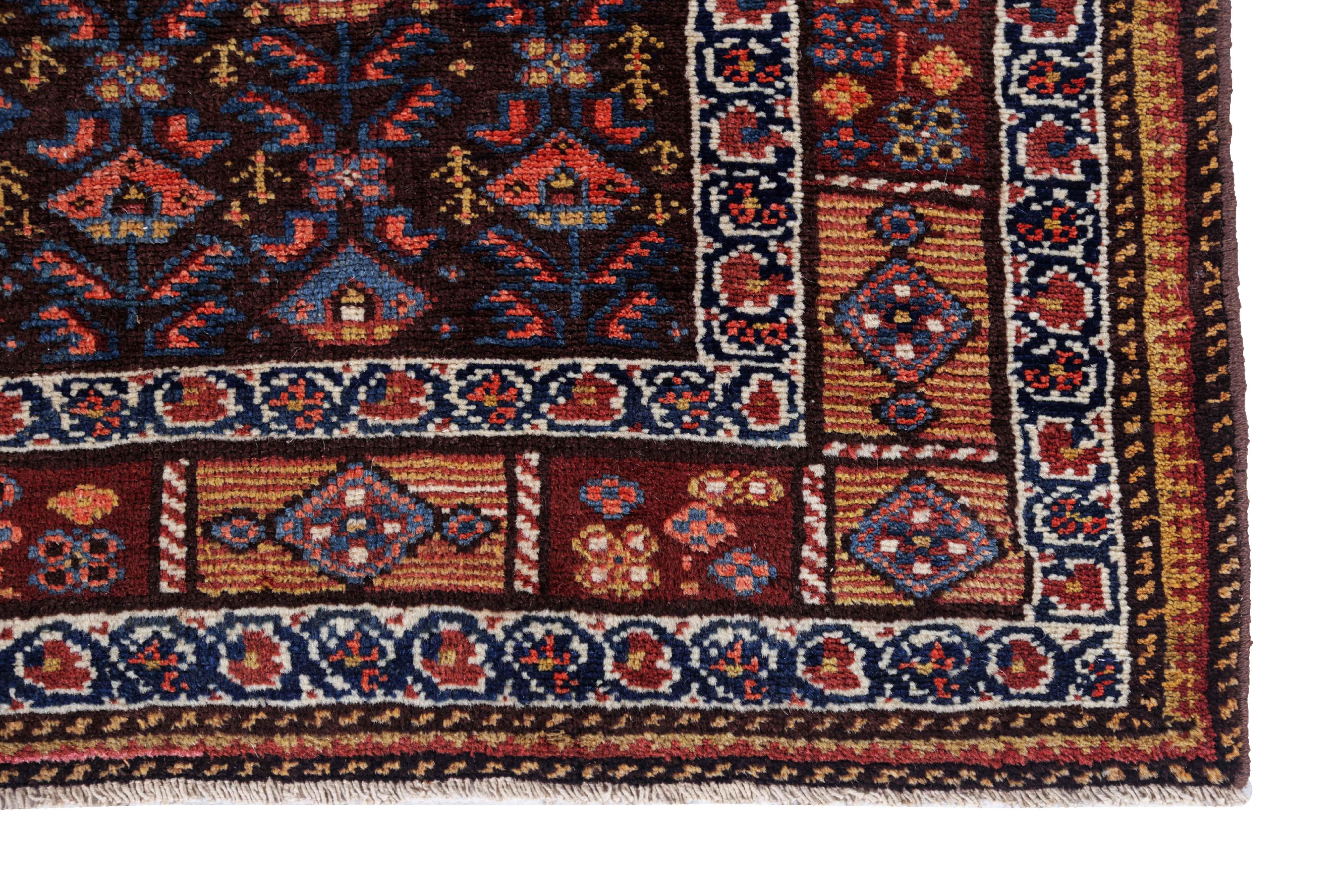 Hand-Woven  Antique Persian Runner Rug Bijar Design For Sale