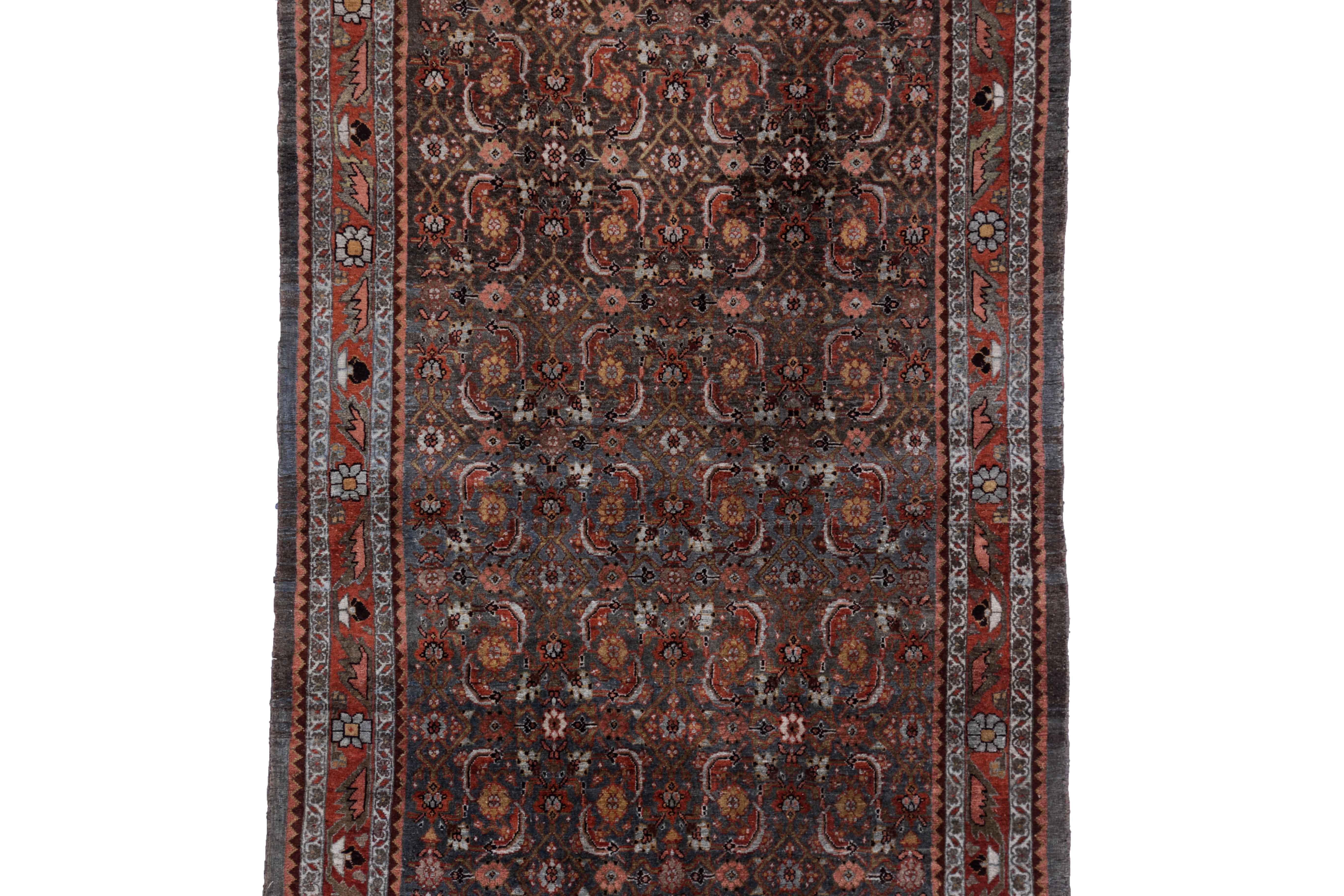 Hand-Woven Antique Persian Runner Rug Bijar Design For Sale