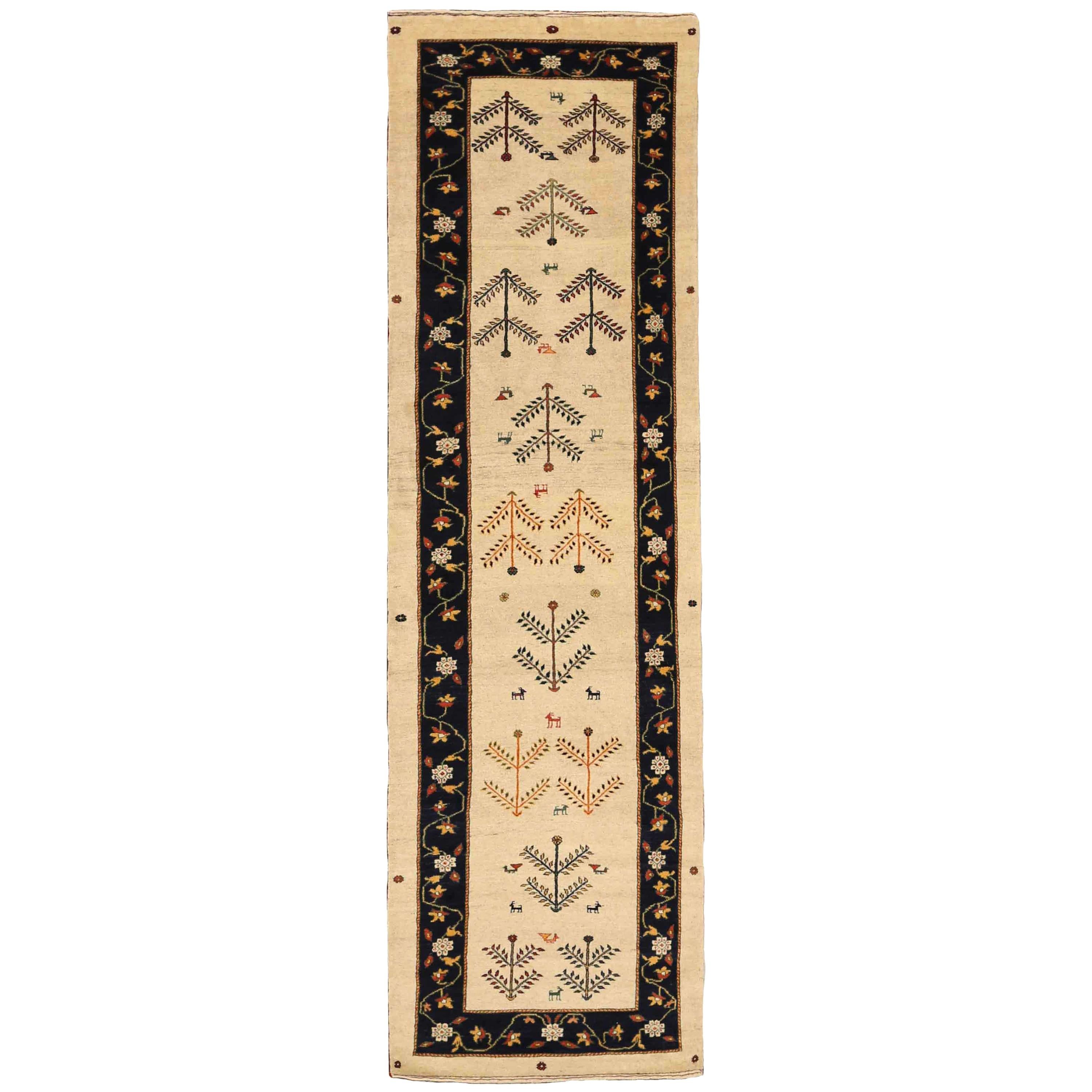 Antique Persian Runner Rug Gabbeh Design For Sale