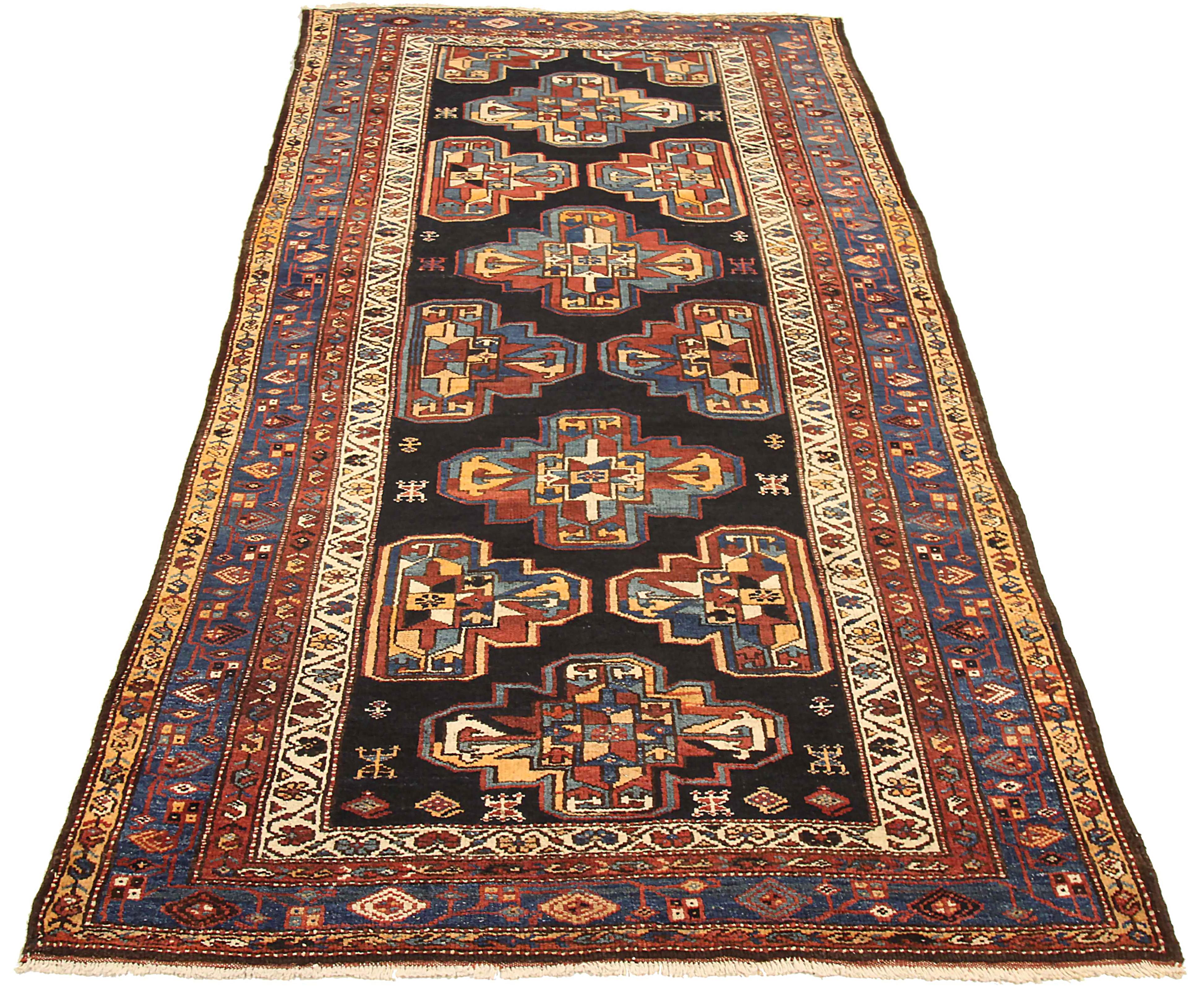 Titre : tapis persan antique Hamedan design, taille : 3'9