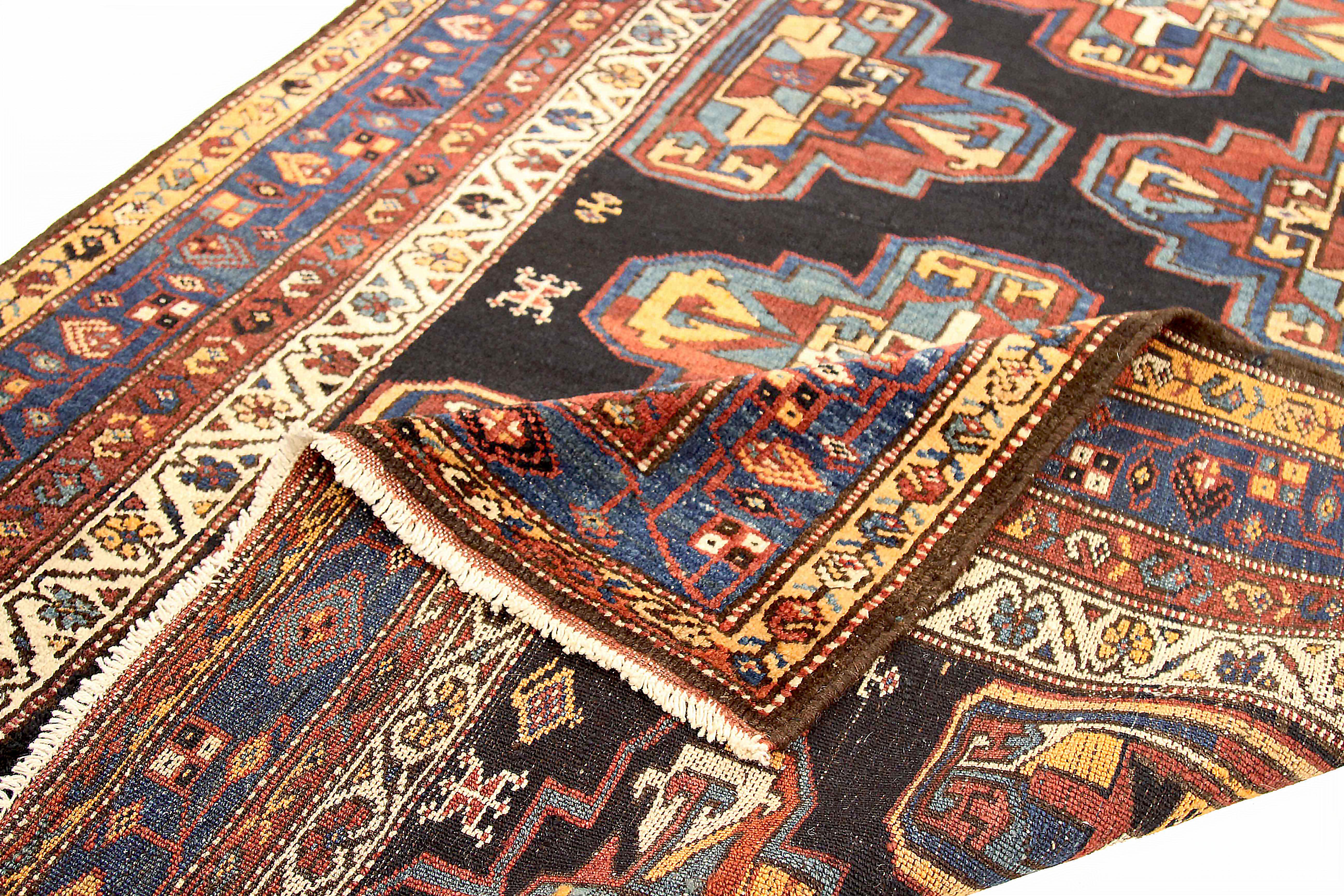Perse Tapis de couloir persan ancien à motifs Hamedan en vente