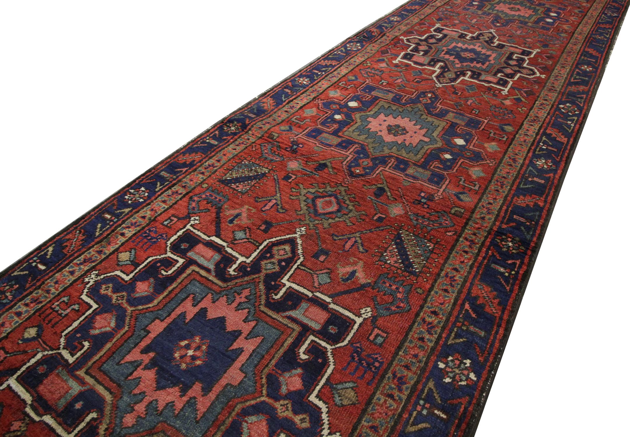 Turkish Antique Runner Rug, Handmade Geometric Carpet Stair Runner Area Rug CHR63 For Sale