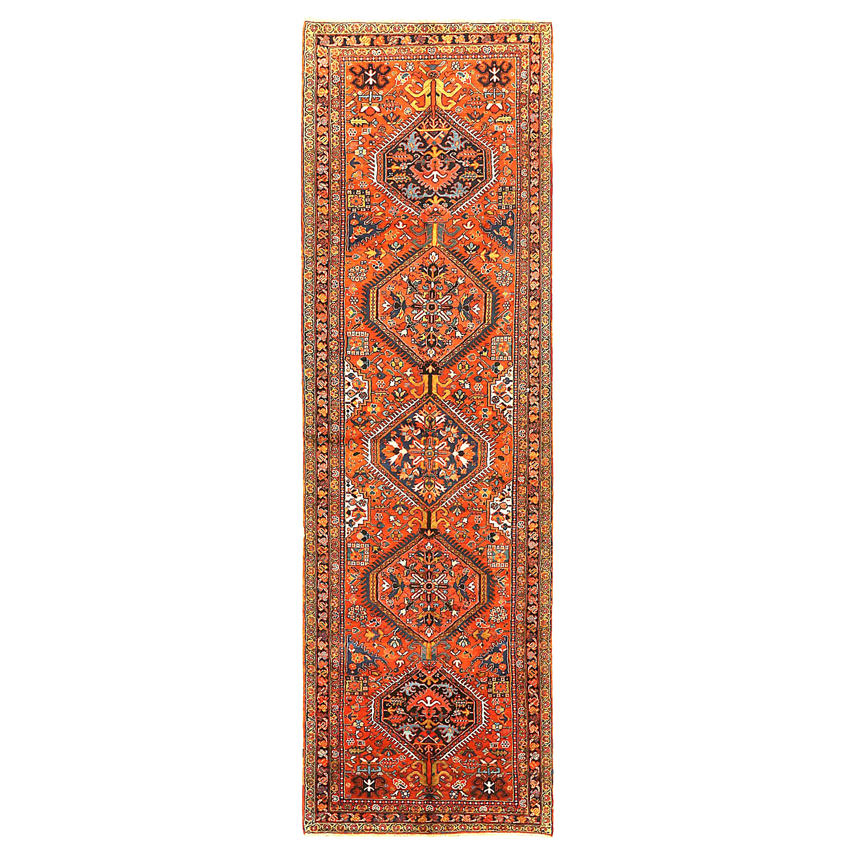 Antique Persian Runner Rug Heriz Design For Sale