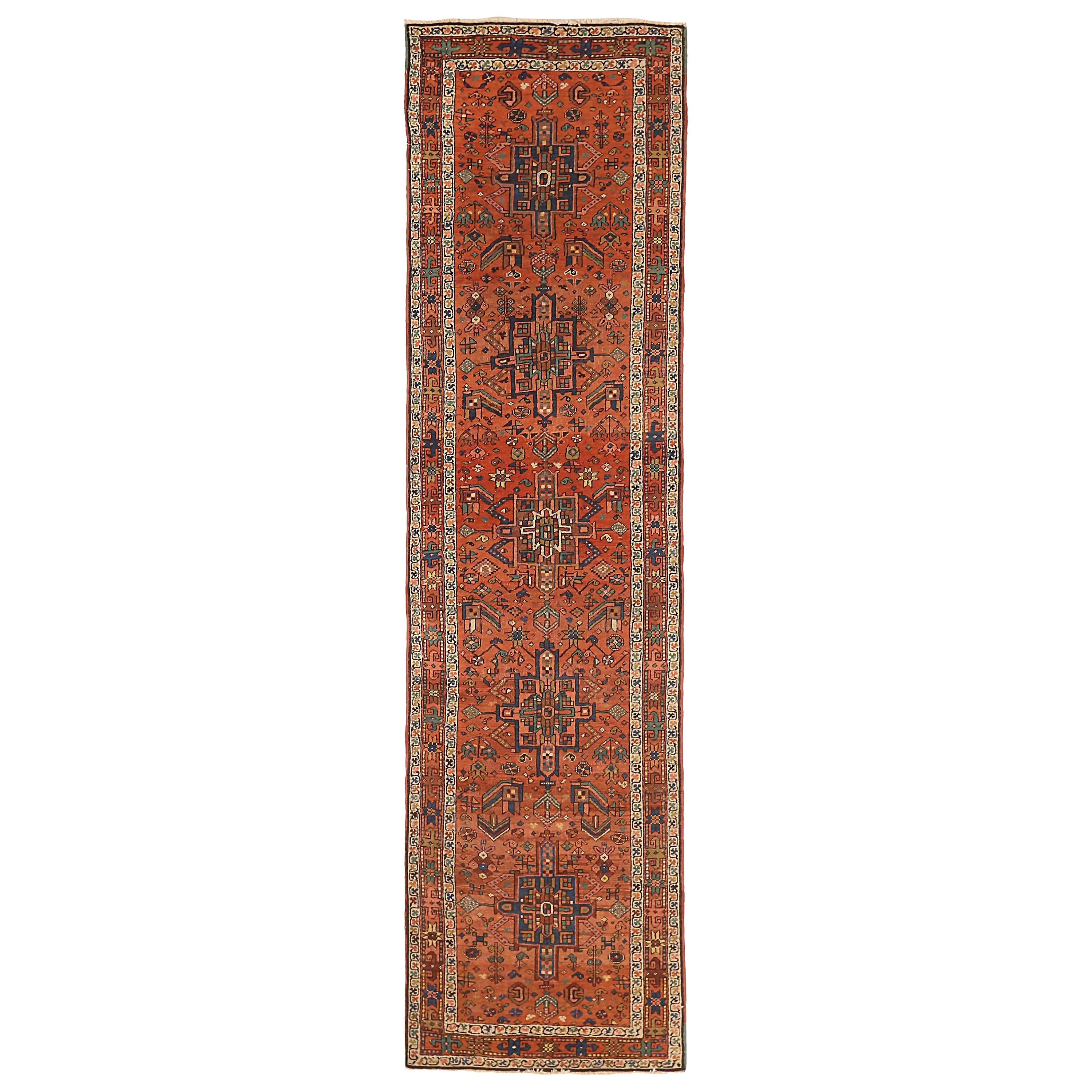 Antique Persian Runner Rug Heriz Design