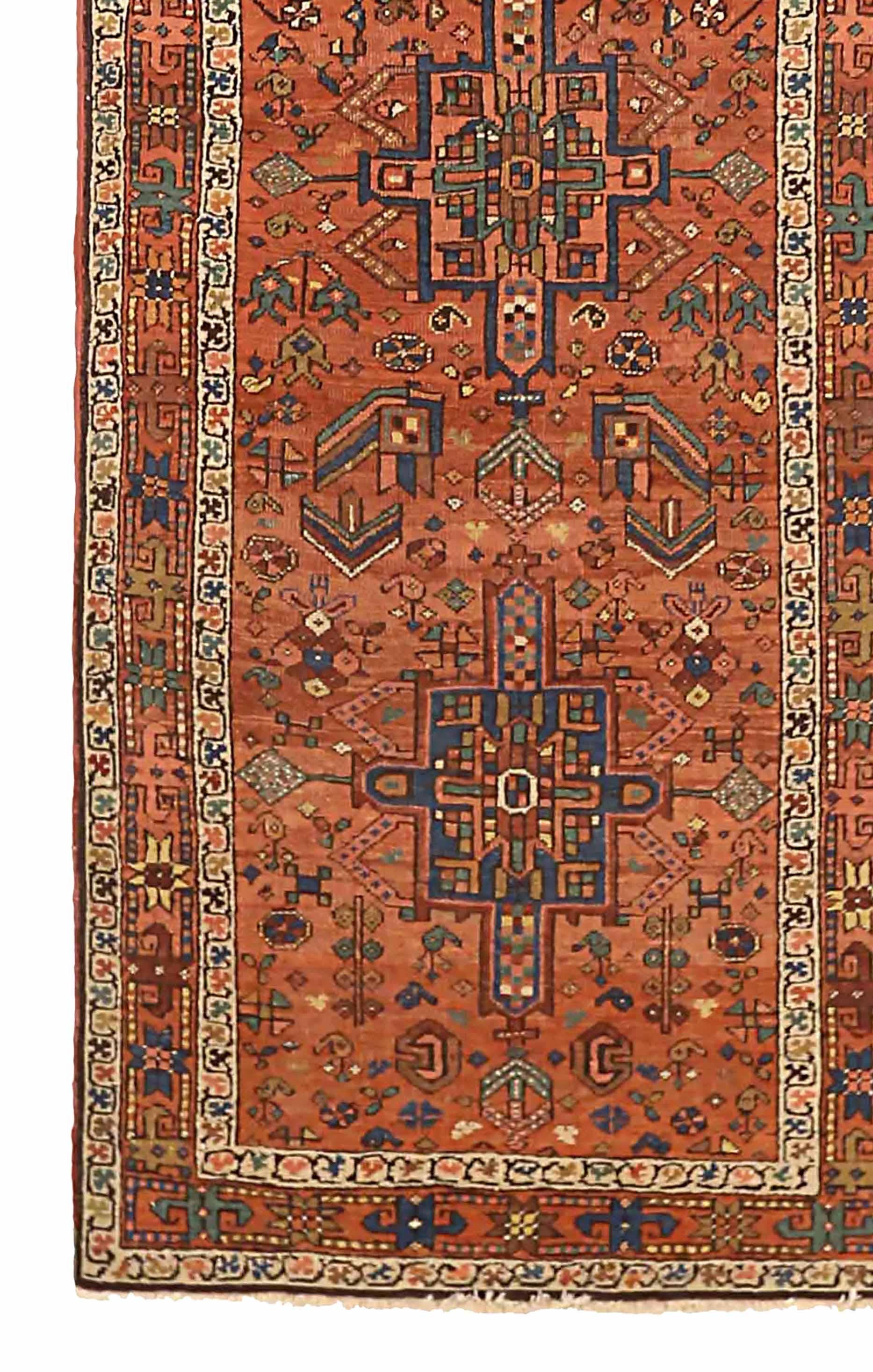 Heriz Serapi Antique Persian Runner Rug Heriz Design