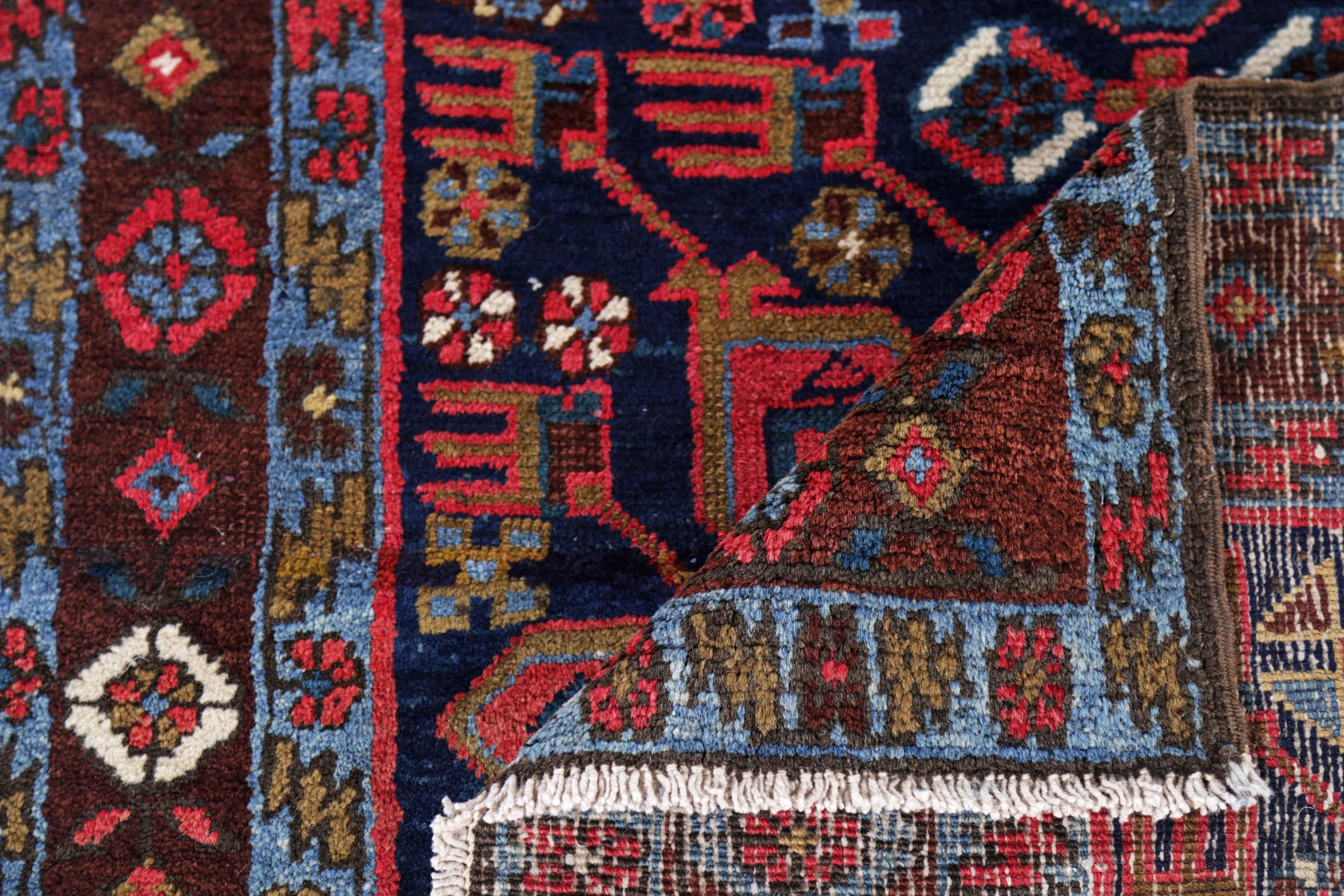 Wool Antique Persian Runner Rug Heriz Design For Sale