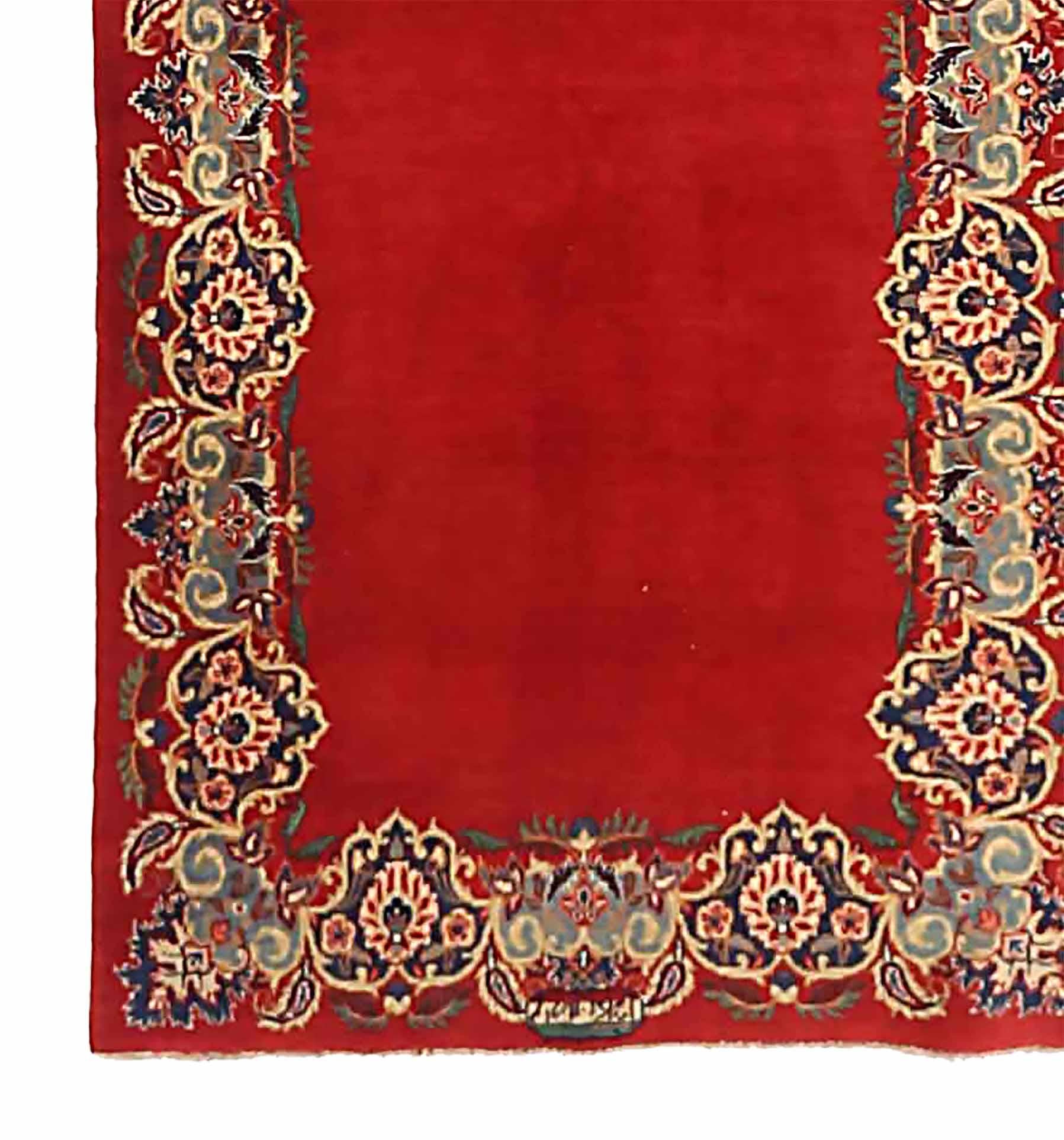 Hand-Woven Antique Persian Runner Rug Kashan Design For Sale