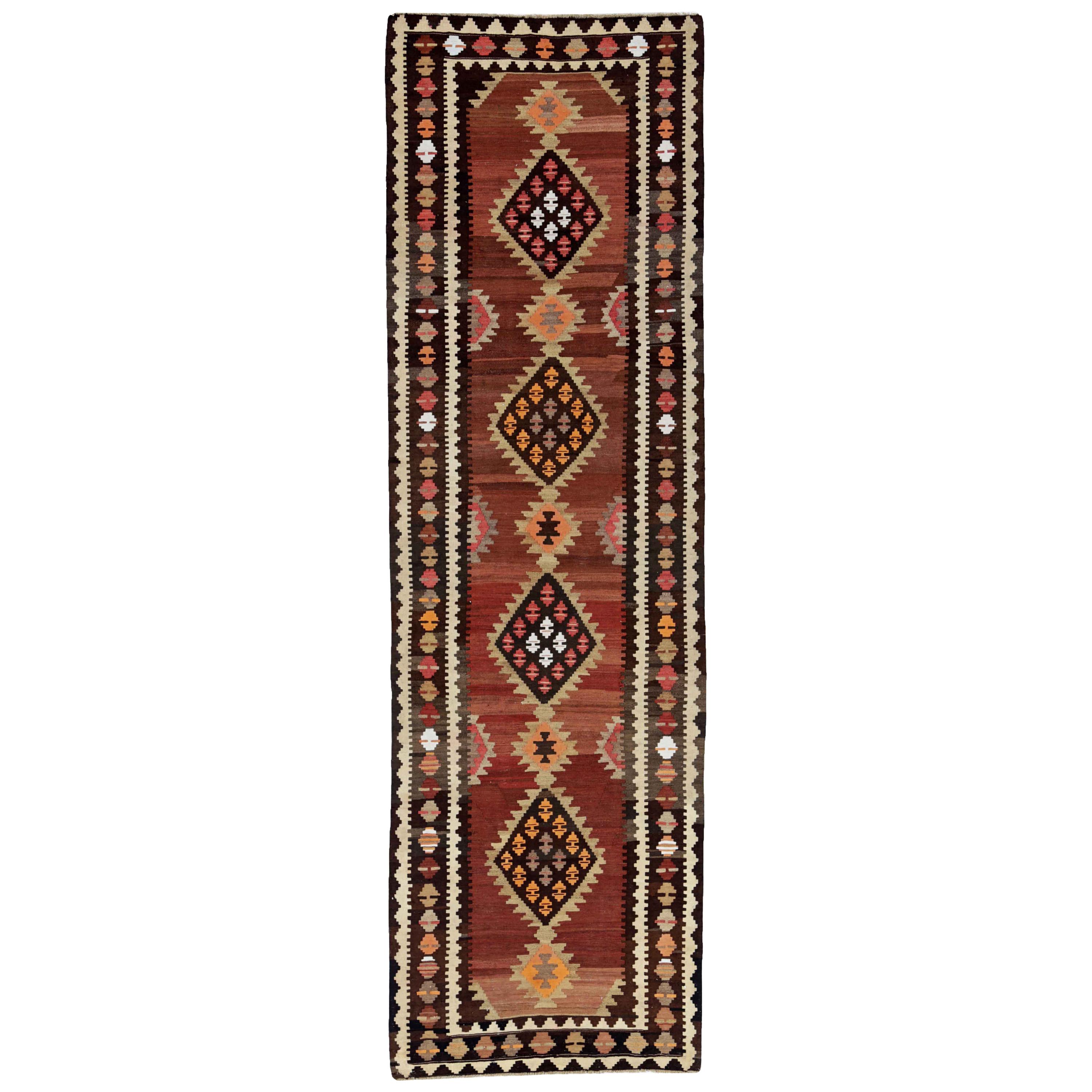 Antique Persian Runner Rug Kilim Design For Sale