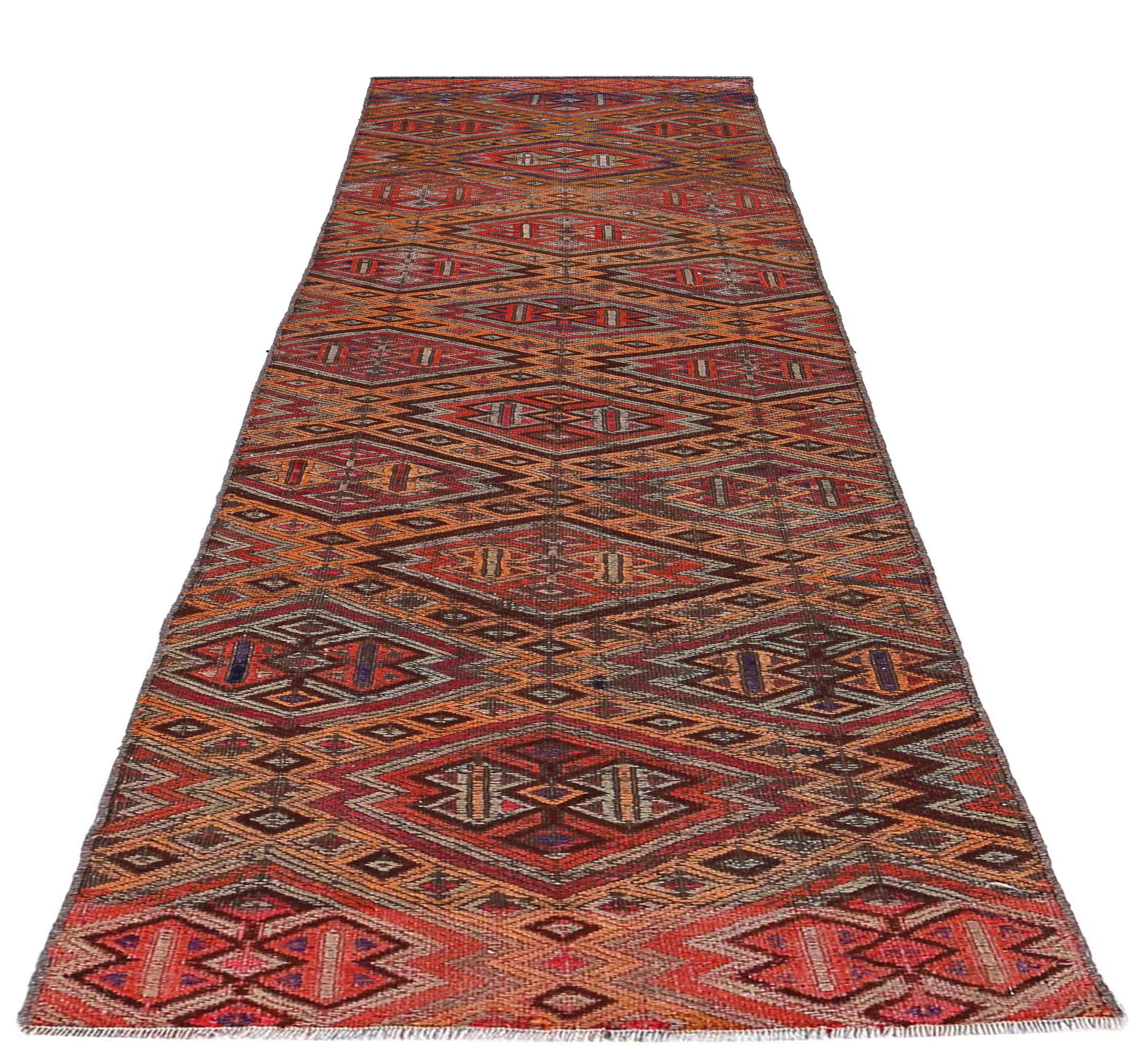 Antique Persian runner rug handwoven from the finest sheep’s wool. It’s colored with all-natural vegetable dyes that are safe for humans and pets. It’s a traditional Kilim design handwoven by expert artisans. It’s a lovely runner rug that can be
