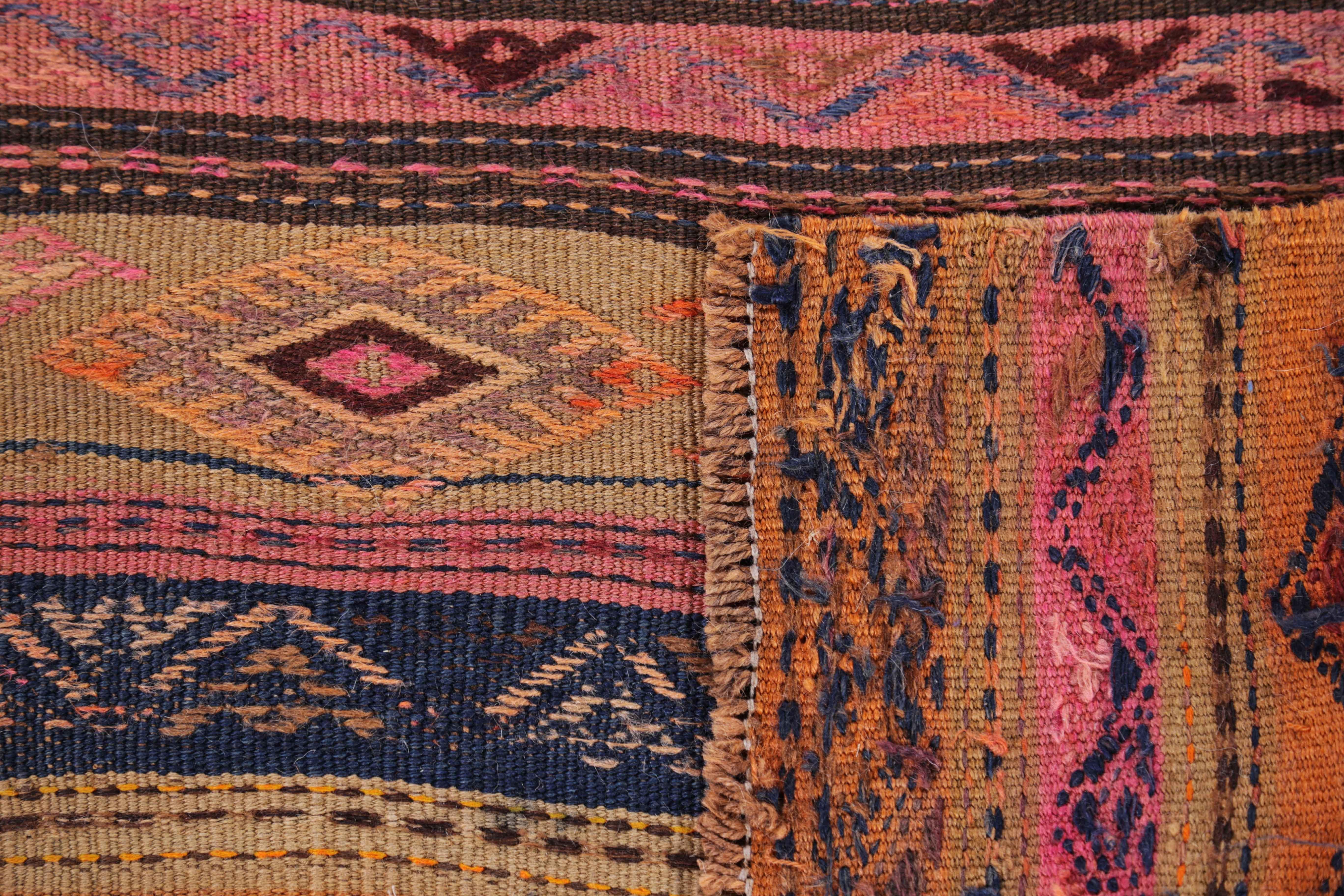 Wool Antique Persian Runner Rug Kilim Design For Sale