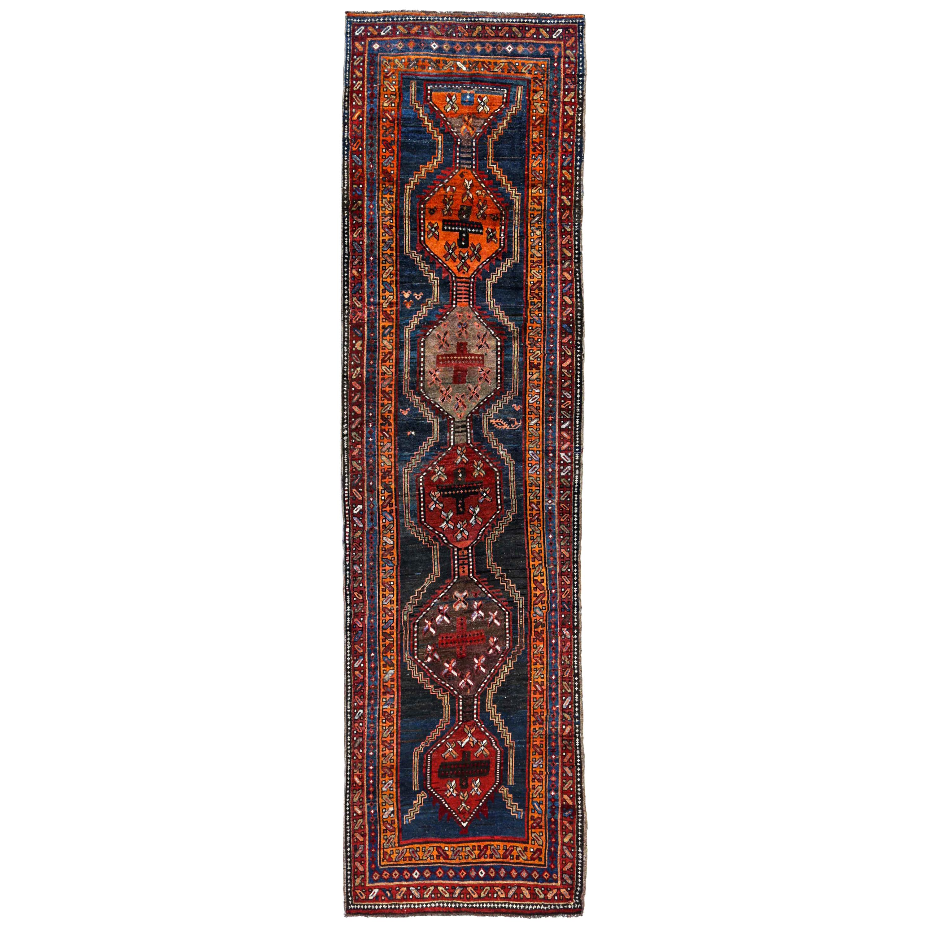 Antique Persian Runner Rug Kurdish Design For Sale