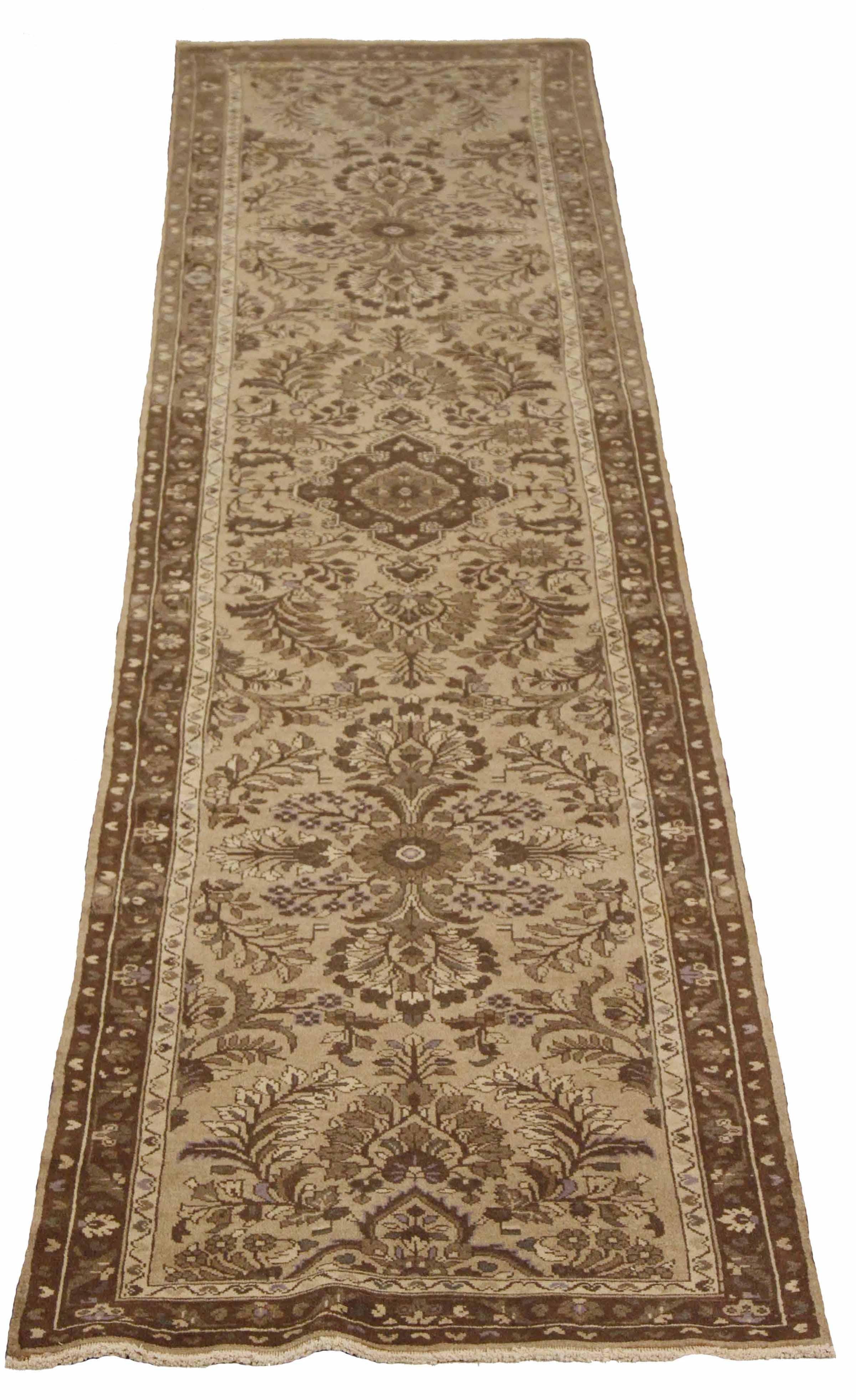 Antique Persian runner rug handwoven from the finest sheep’s wool. It’s colored with all-natural vegetable dyes that are safe for humans and pets. It’s a traditional Malayer design handwoven by expert artisans. It’s a lovely runner rug that can be