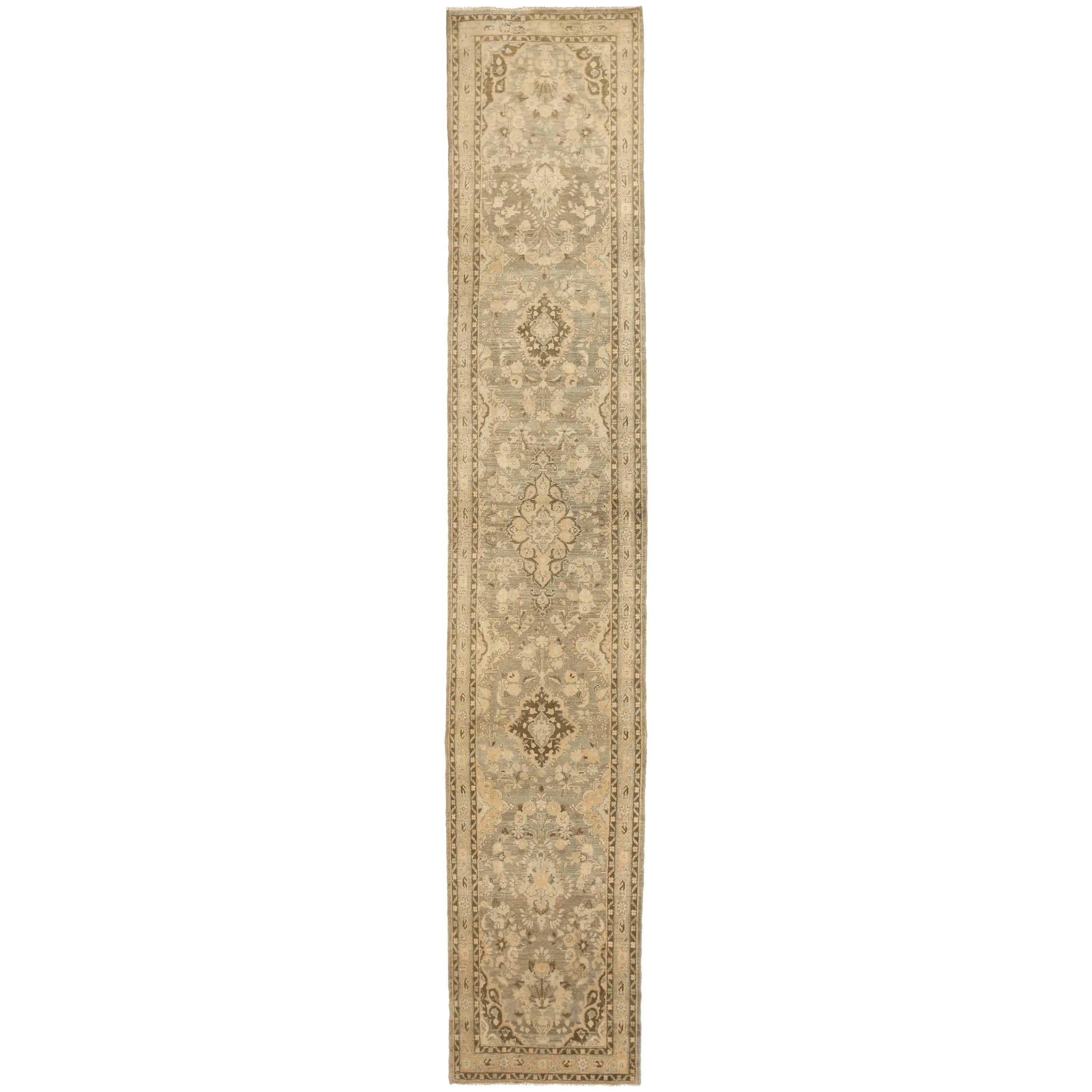 Tapis de couloir persan ancien à motif Malayer