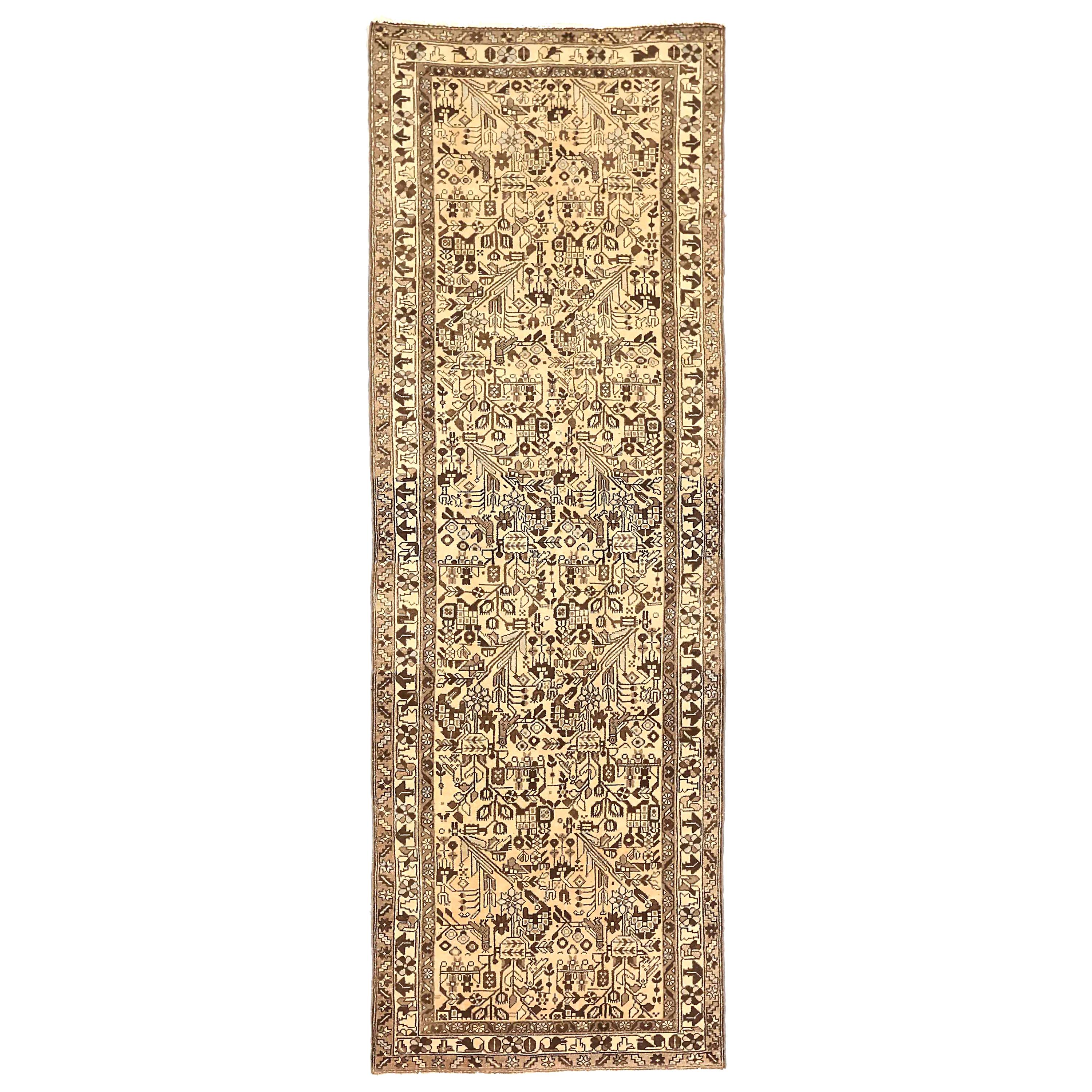 Tapis de couloir persan ancien à motif Malayer