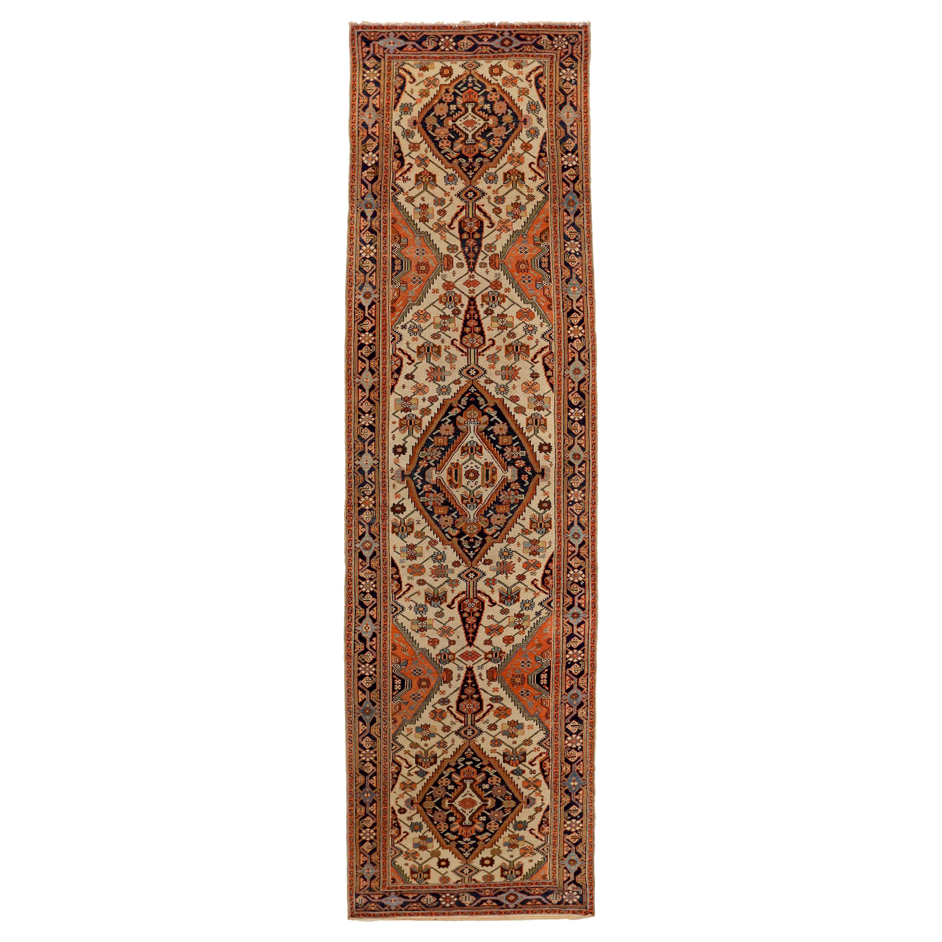 Antico tappeto runner persiano Malayer Design