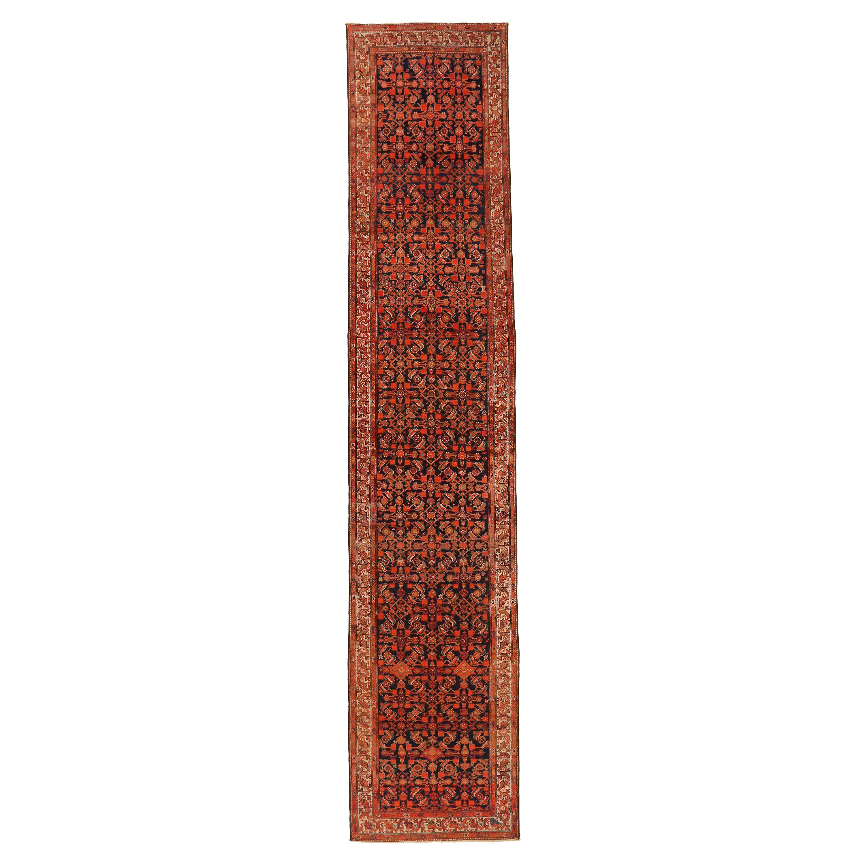 Antico tappeto runner persiano Malayer Design