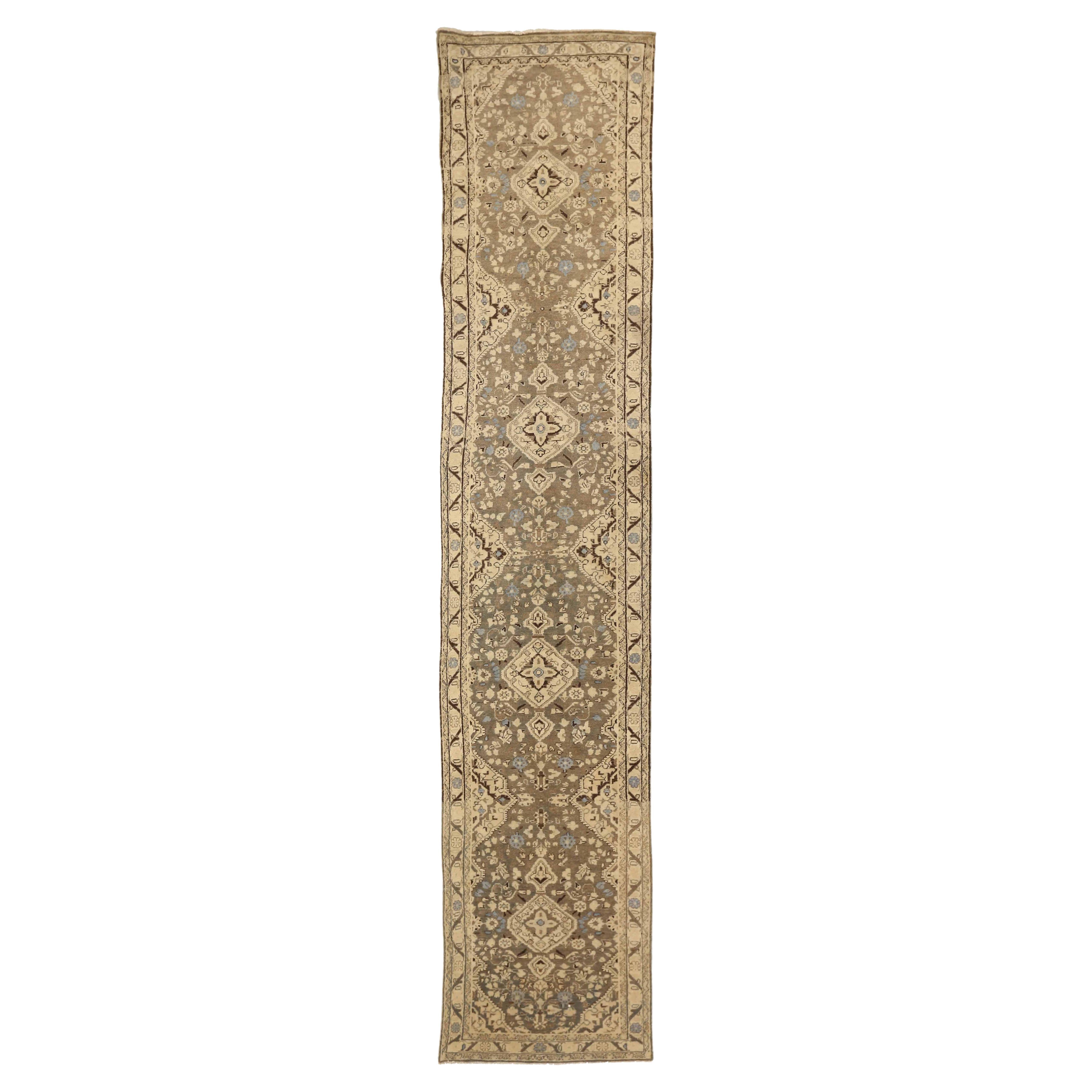 Tapis de couloir persan ancien à motif Malayer