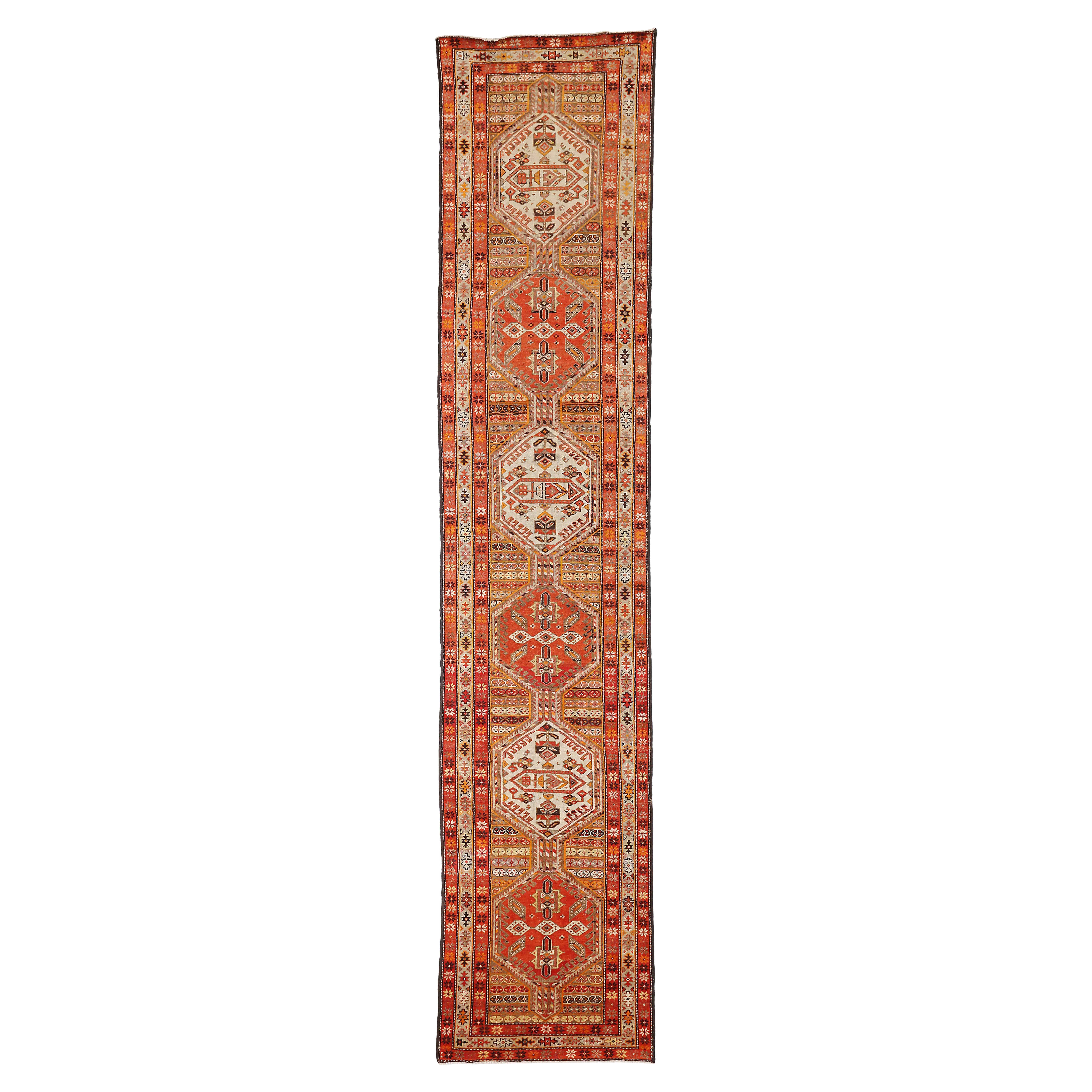 Tapis de couloir persan ancien à motif Malayer