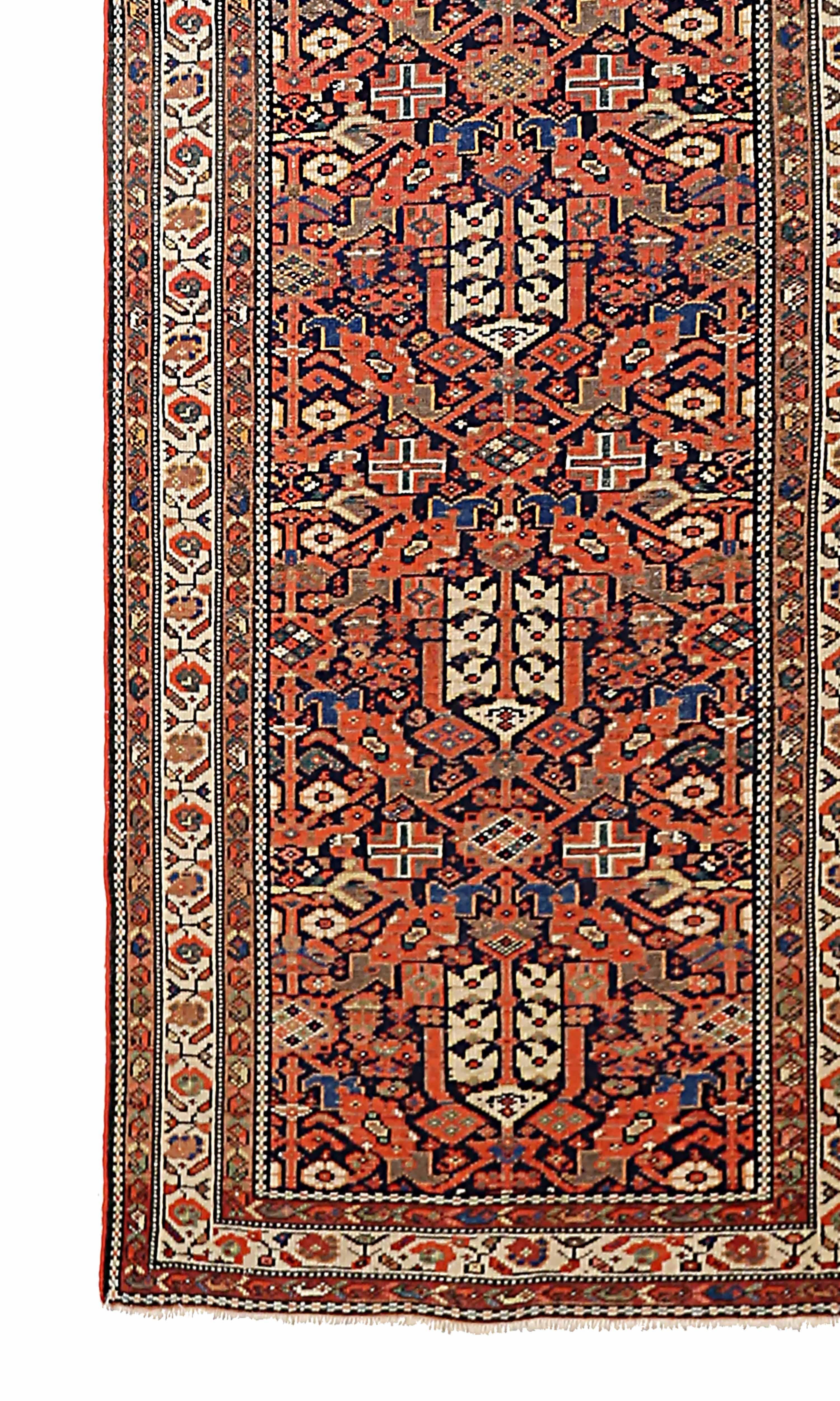 Hand-Woven Antique Persian Runner Rug Malayer Design For Sale