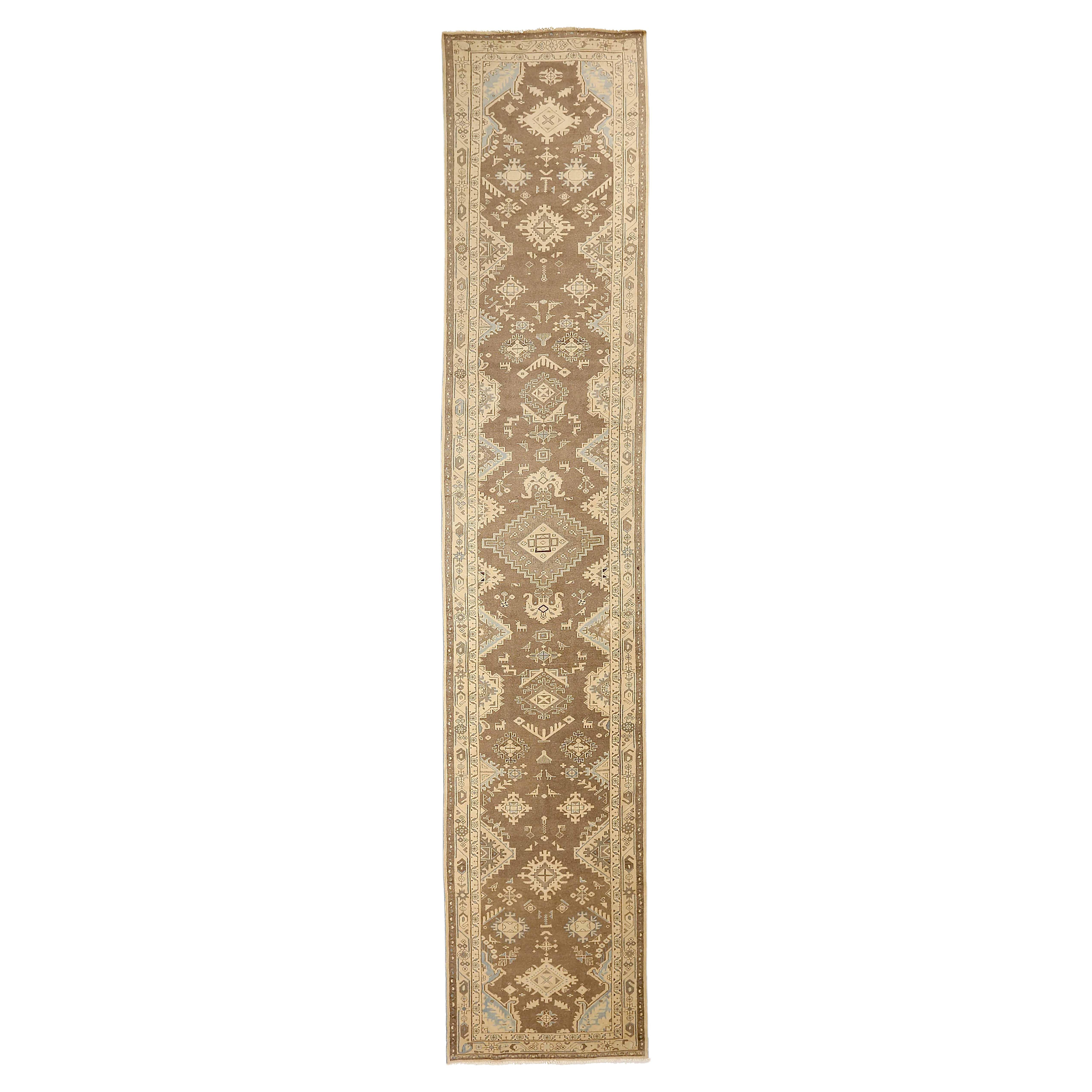 Tapis de couloir persan ancien à motif Malayer